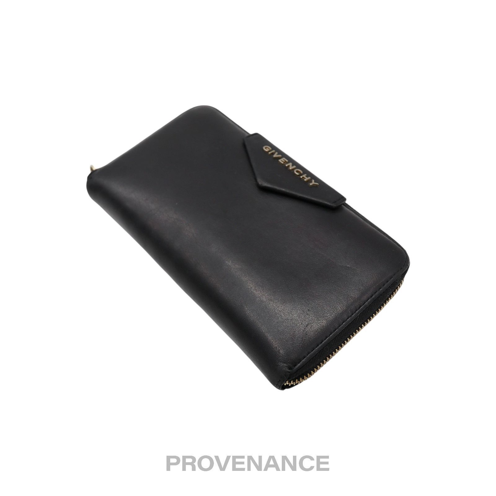 Givenchy 🔴 Givenchy Logo Zip Long Wallet - Black Grained Leather Size ONE SIZE - 3 Thumbnail
