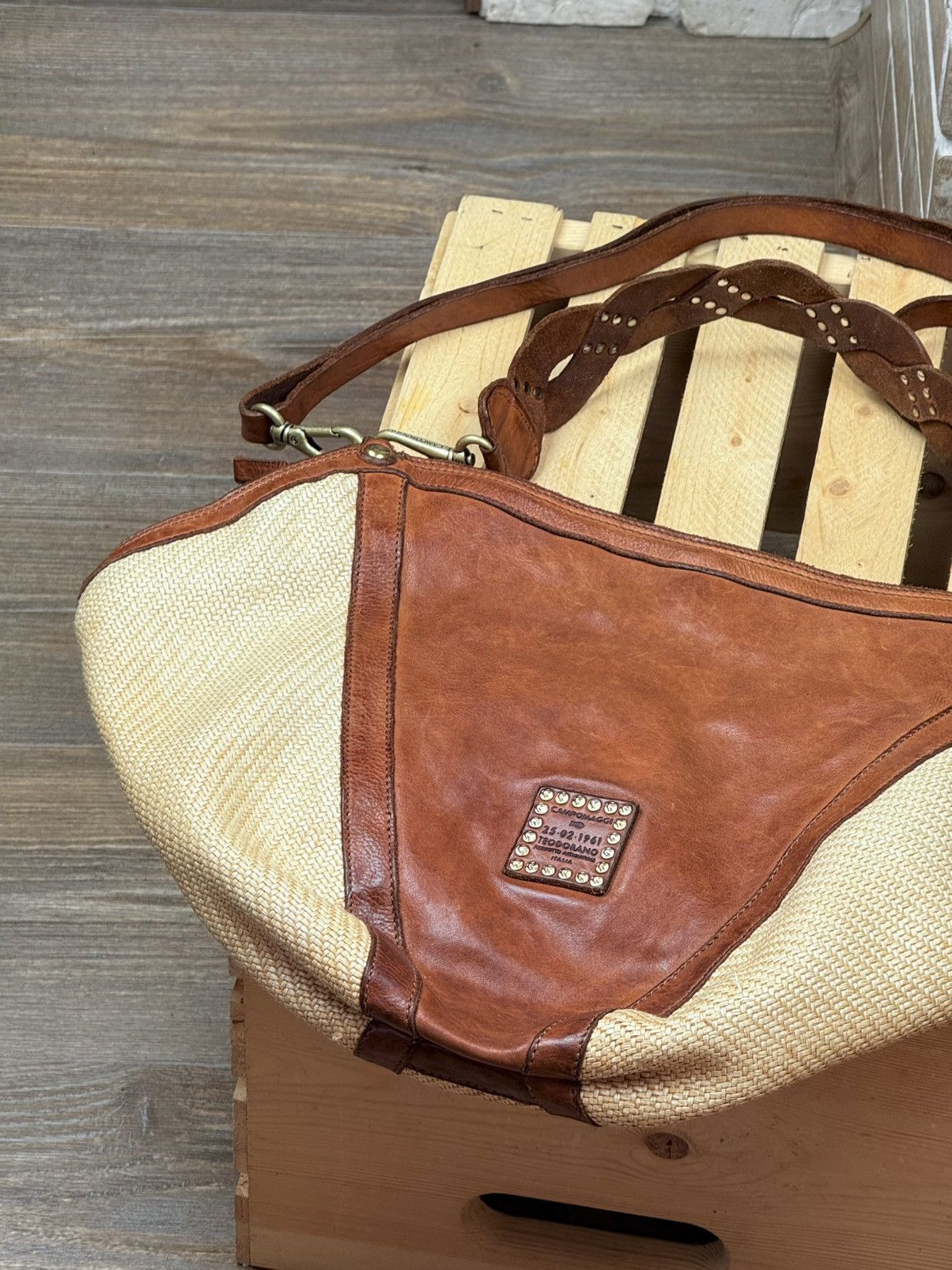 Campomaggi Campomaggi Anna Brown Leather Woven Handbag Crossbody Size ONE SIZE - 6 Thumbnail