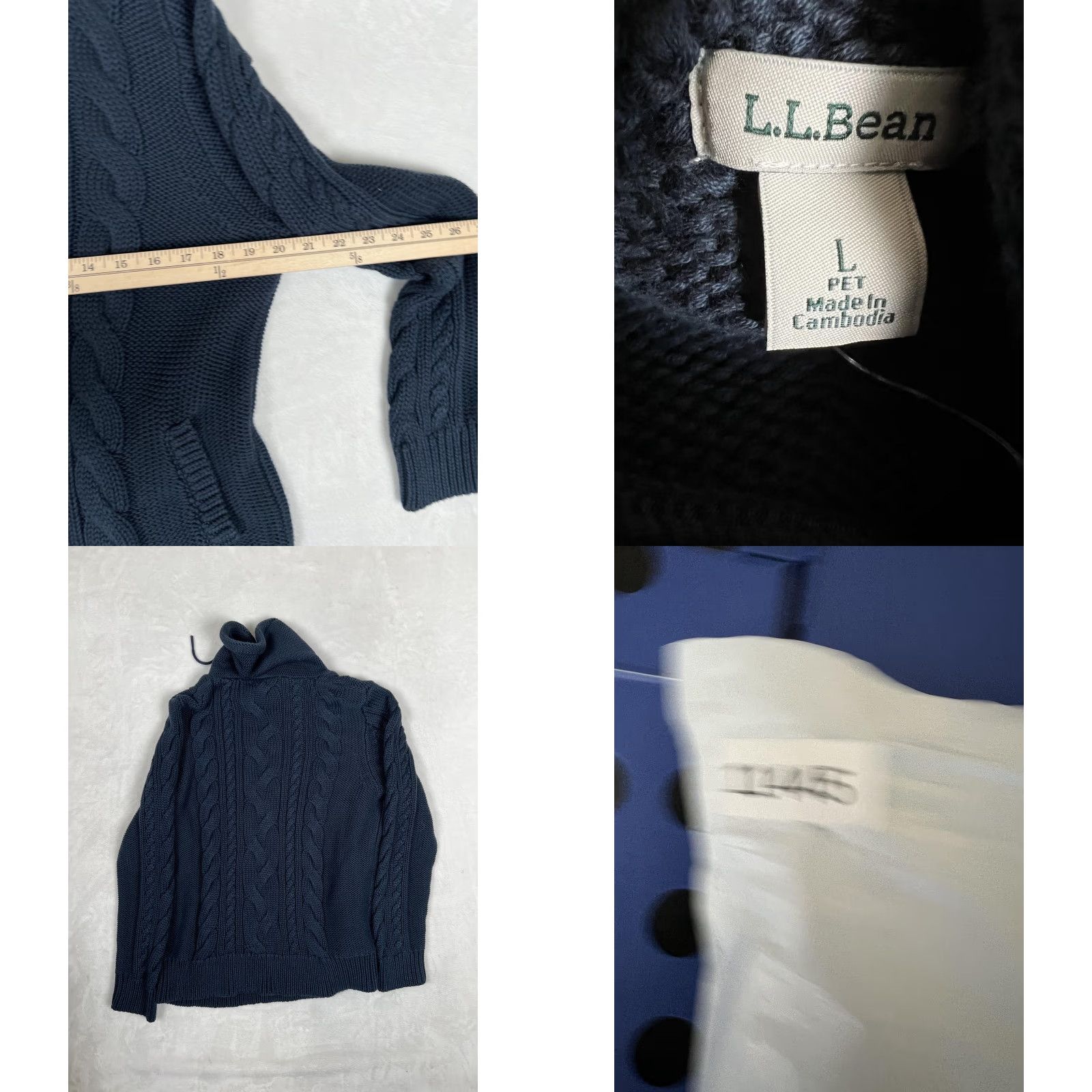 Vintage VINTAGE? (No) L.L. Bean Double L Cable Knit Cowl Neck Sweater Womens L Petite Blue Pullover Size L / US 10 / IT 46 - 8 Thumbnail