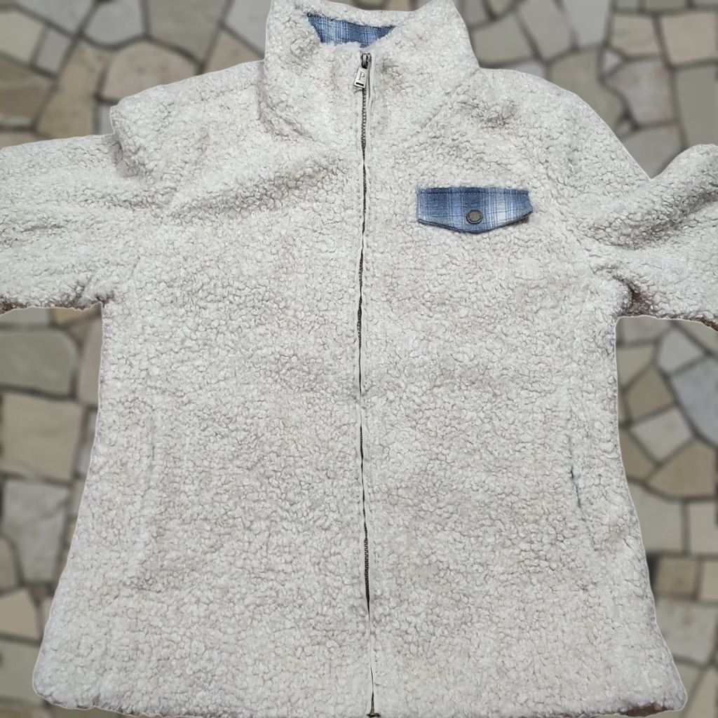 Pendleton Pendleton Jacket Beige Women S Zip Up Fleece Jacket Fuzzy Front Pocket Plaid Accents Size S / US 4 / IT 40 - 1 Thumbnail