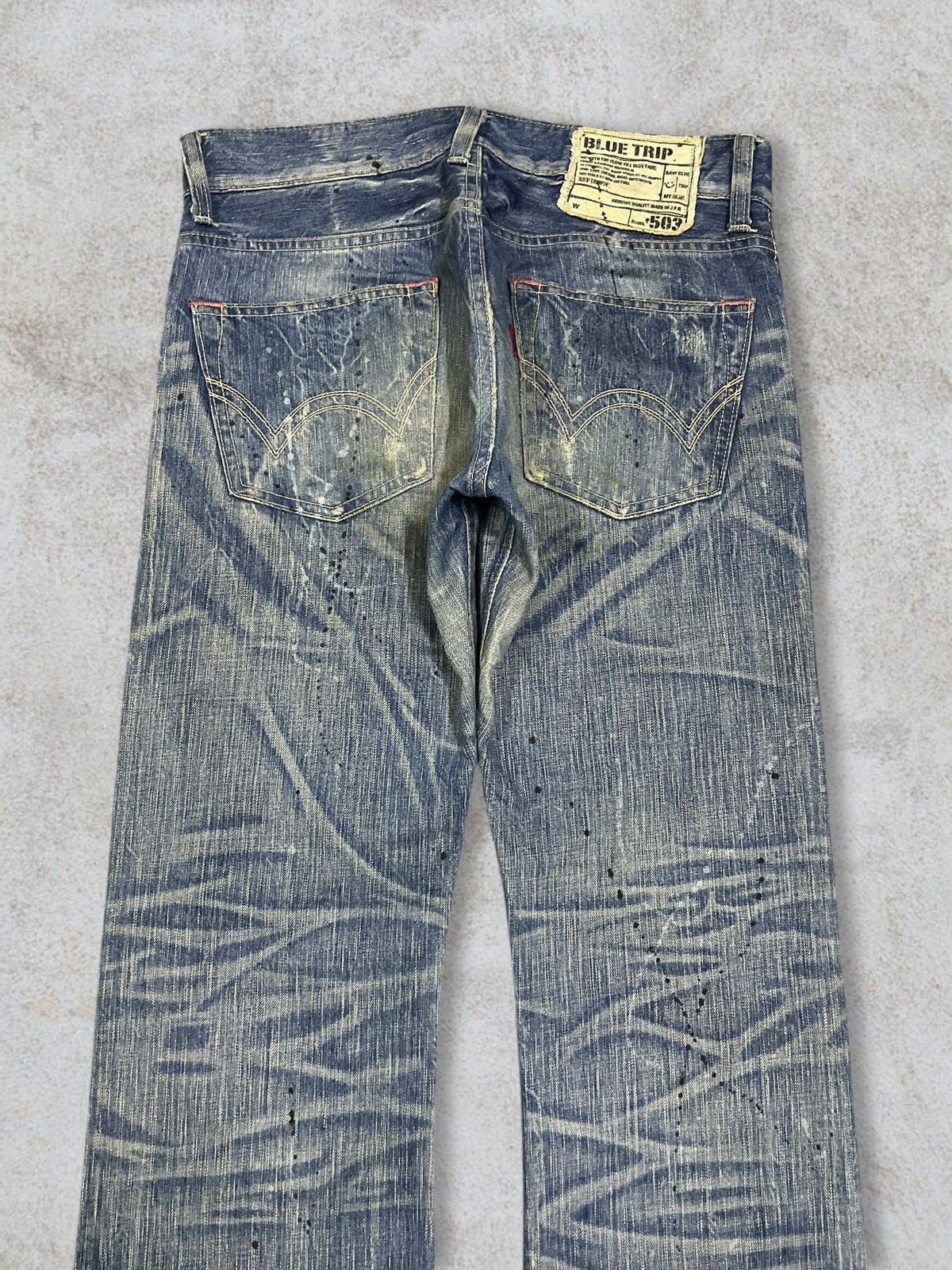 POST ARCHIVE FACTION (PAF) Vintage Edwin Paint Splatter Distressed Washed Flare Jeans Size US 32 / EU 48 - 7 Thumbnail