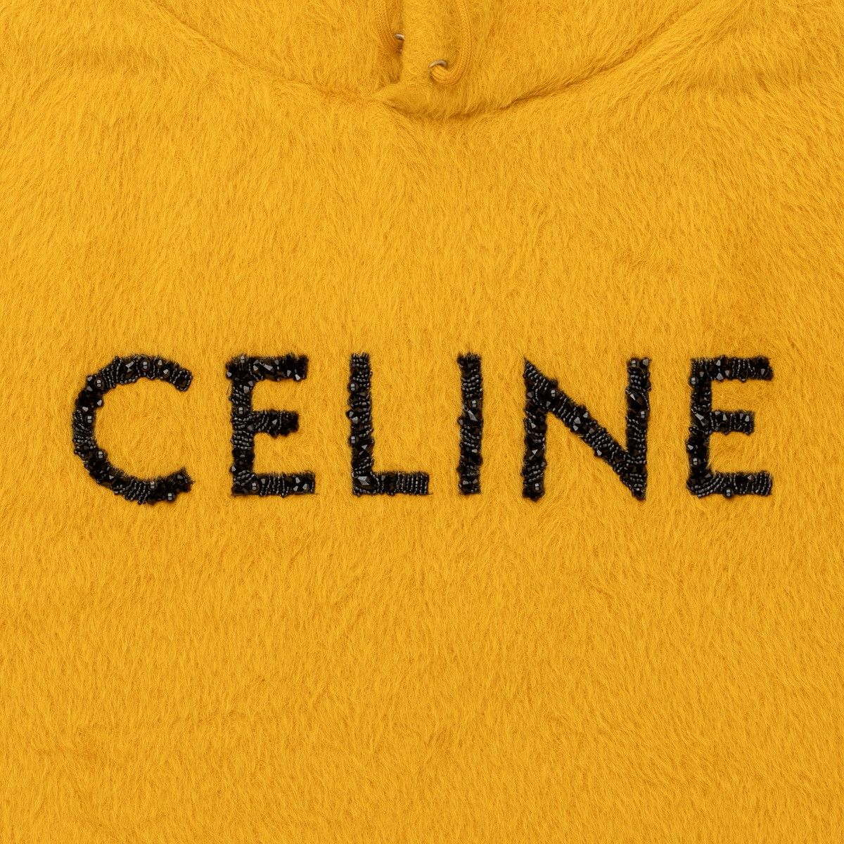 Celine Beaded Logo Wool Hooded Sweatshirt Yellow Size US L / EU 52-54 / 3 - 3 Thumbnail