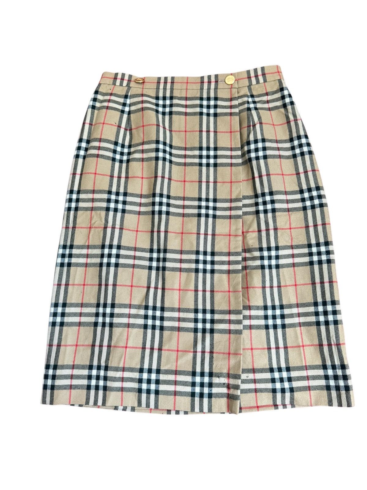 Burberry VINTAGE BURBERRY’S LONDON CHECKERED WOOL SKIRT Size 27" / US 4 / IT 40 - 1 Thumbnail