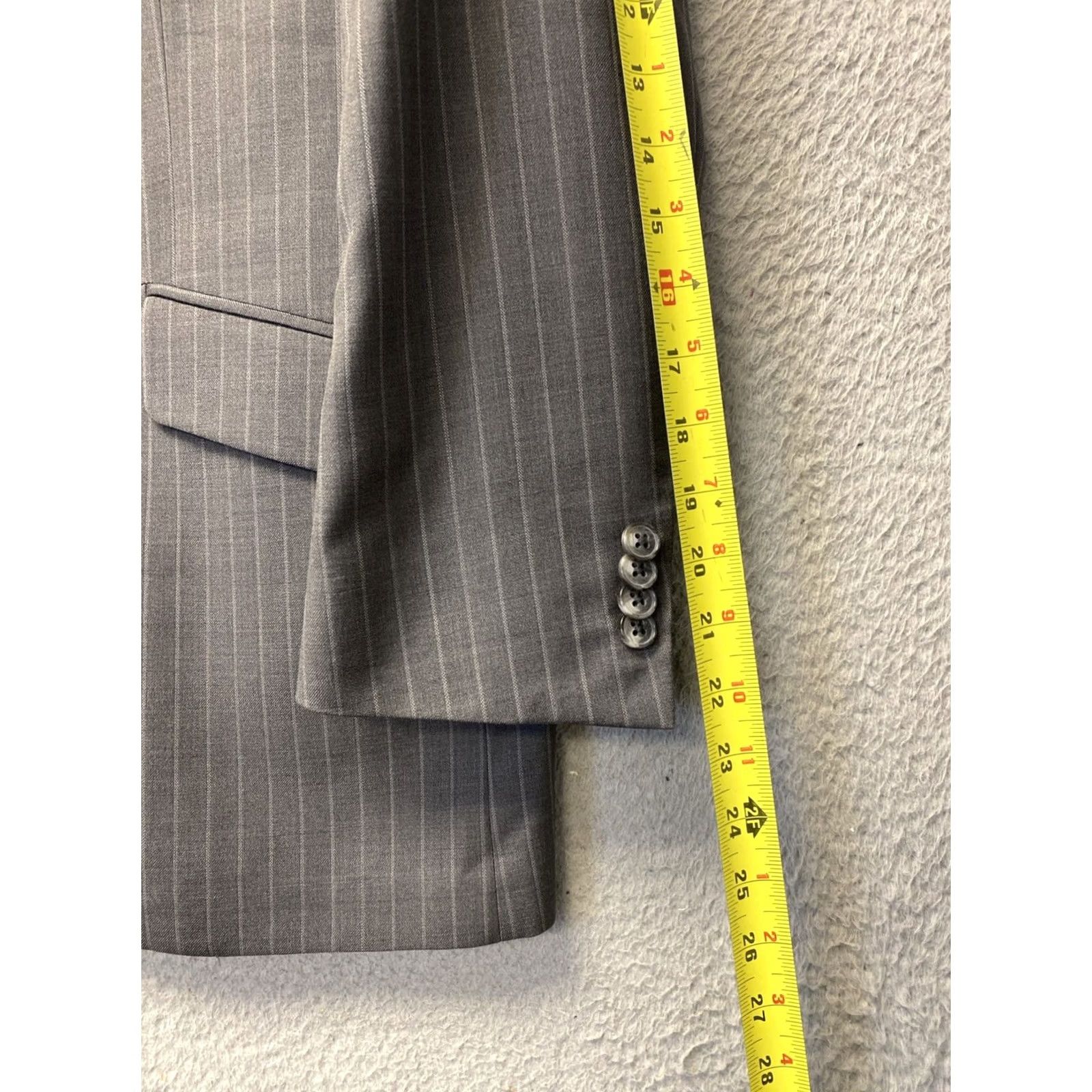 Joseph Abboud VINTAGE? No — Joseph Abboud Ermenegildo Zegna Wool Blazer 42S Gray Striped / 0917 Size 42R - 7 Thumbnail