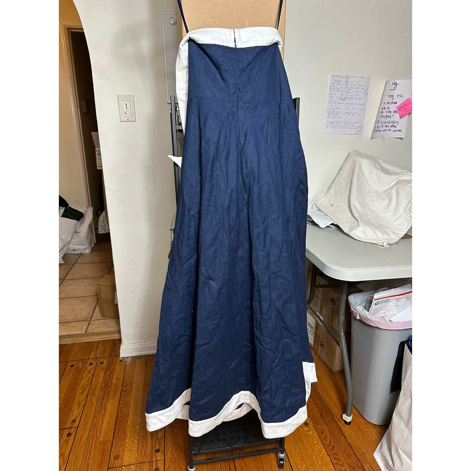 Staud STAUD Sirani Strapless Linen Dress Navy 16 Size XXL / US 16-18 / IT 52-54 - 2 Thumbnail