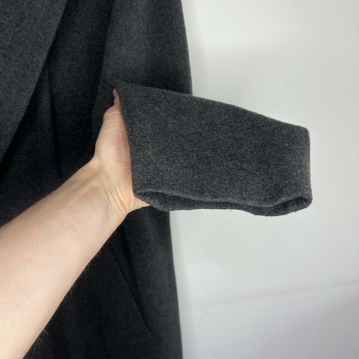 Hugo Boss × Vintage Vintage Hugo Boss Wool Cashmere Long Coat Jacket Grey 90s Size US XL / EU 56 / 4 - 6 Thumbnail