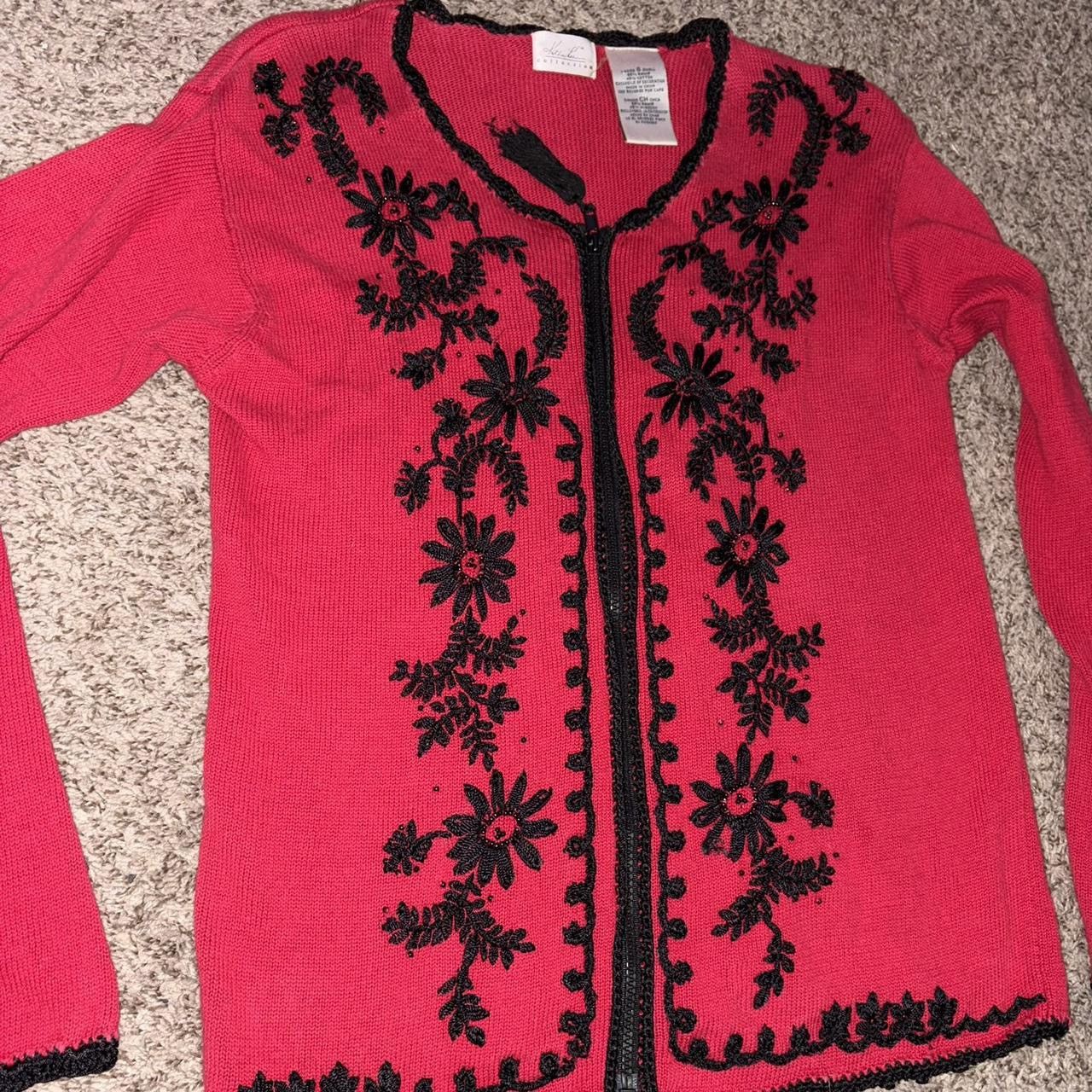 Other 90s Vintage floral beaded and embroidered zip up sweater Size S / US 4 / IT 40 - 4 Thumbnail