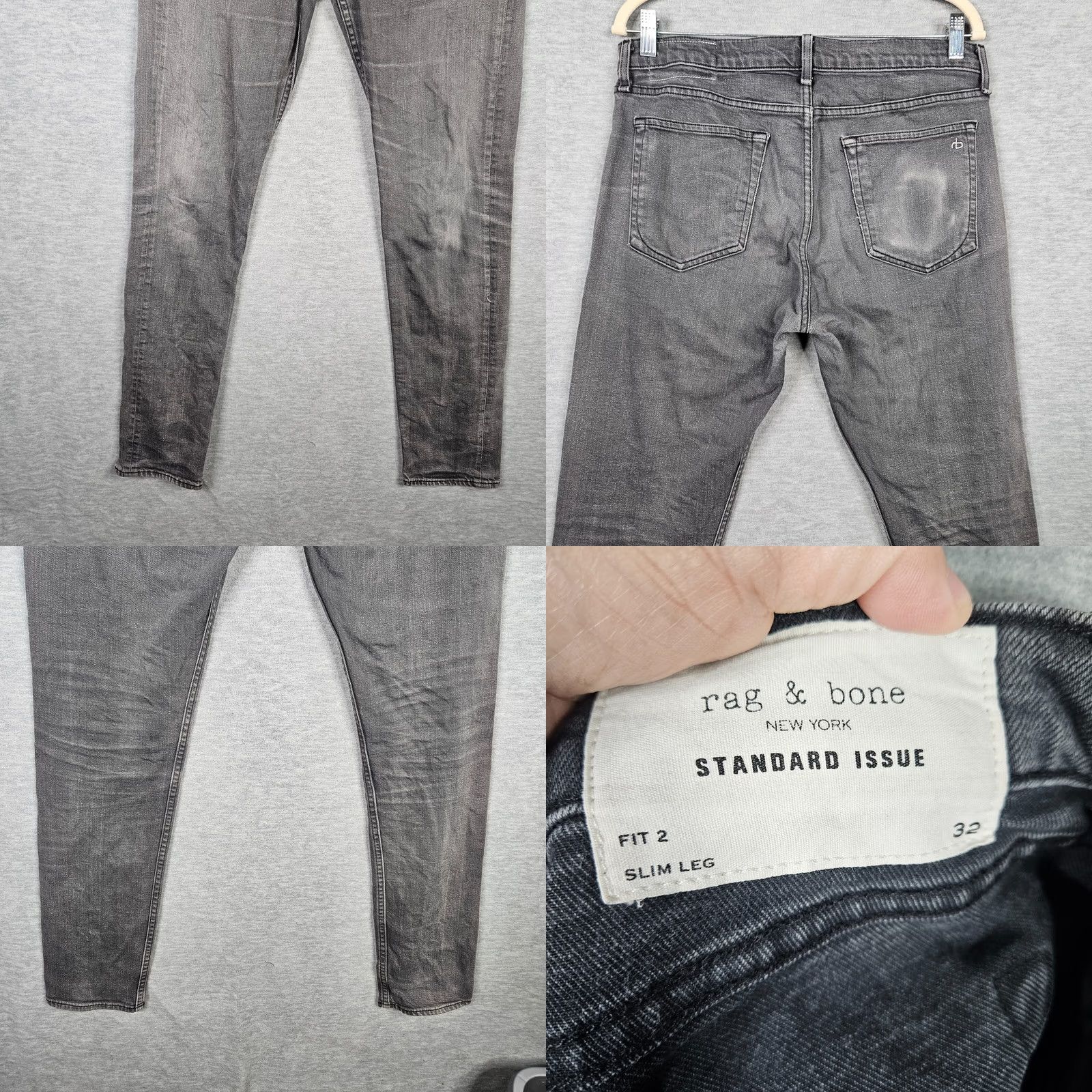 Rag & Bone rag & bone Standard Issue Fit2 Slim Leg Jeans Men Dark Gray Mid Rise Size 32 Size US 32 / EU 48 - 8 Thumbnail
