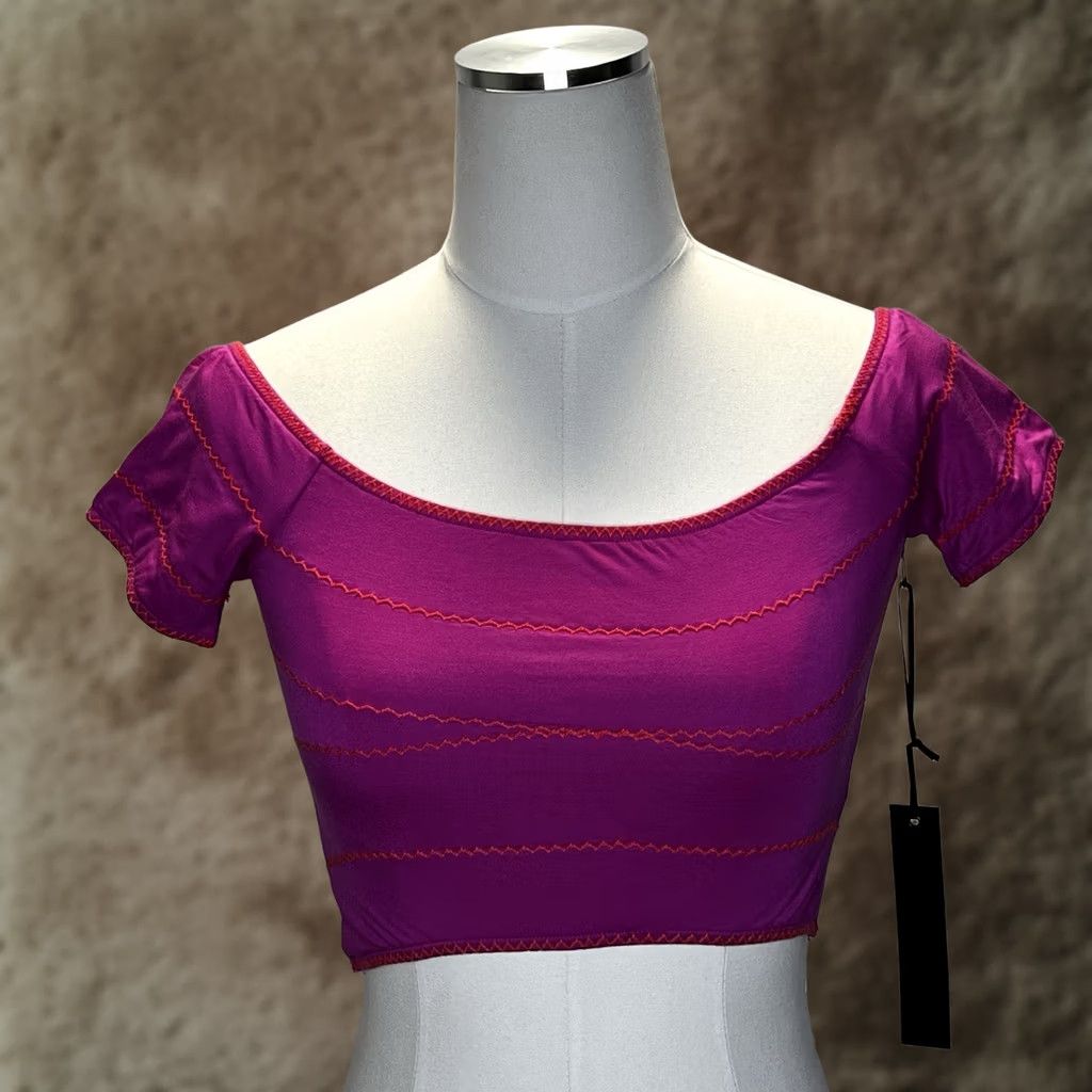 Vintage VINTAGE HOUSE OF HARLOW REVOLVE Off the Shoulder Crop Top S Pink Embroidered Shirt Womens Size S / US 4 / IT 40 - 1 Thumbnail