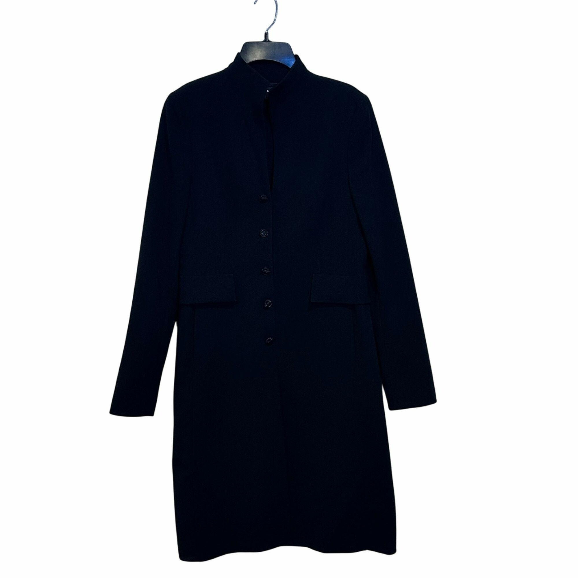 Akris ✨Akris Size S Women's Long Black Wool Coat With Decorative B Size S / US 4 / IT 40 - 1 Thumbnail