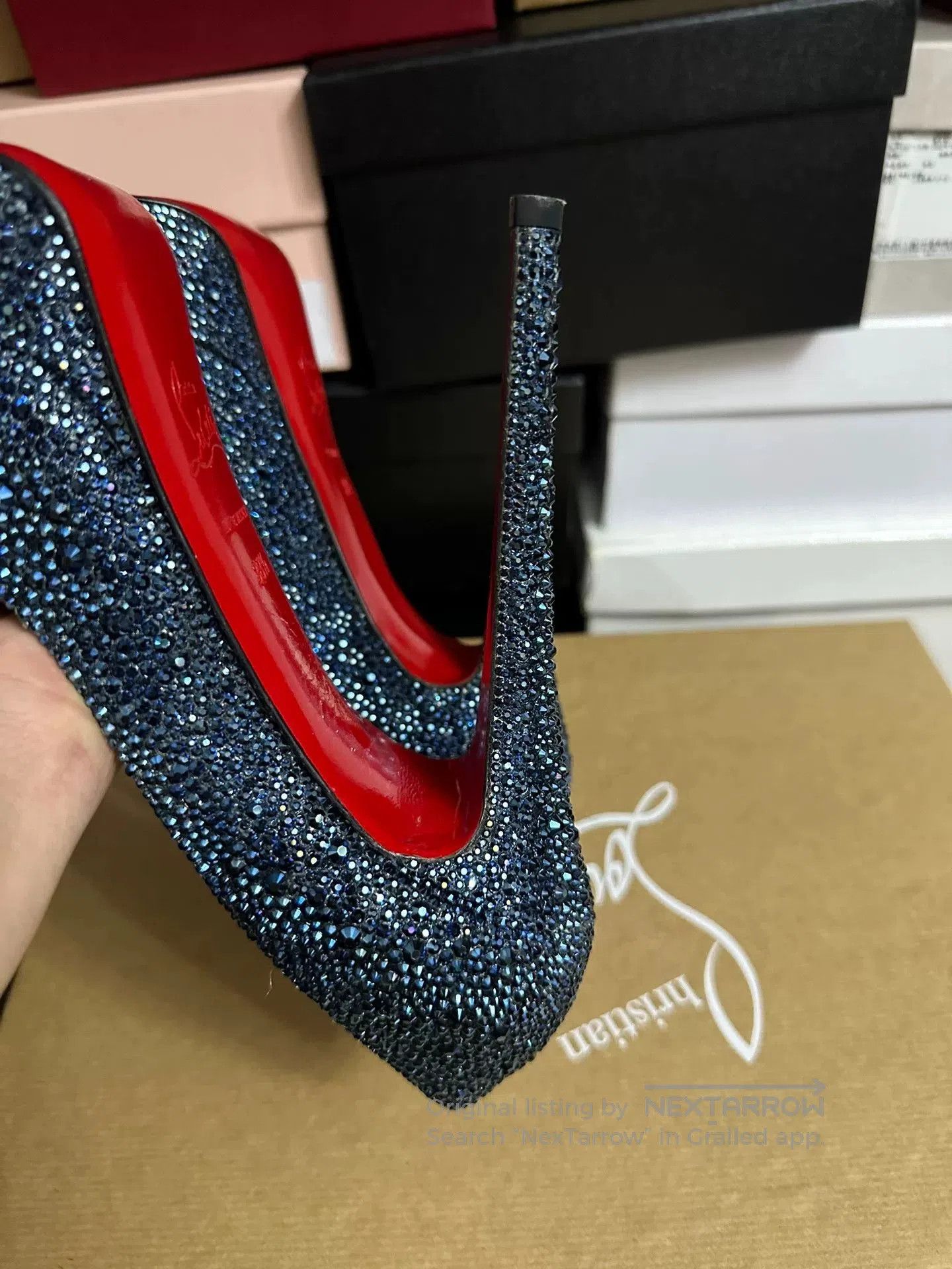 Christian Louboutin Christian Louboutin Blue Crystal Red Sole Heels. Size US 7.5 / IT 37.5 - 7 Thumbnail