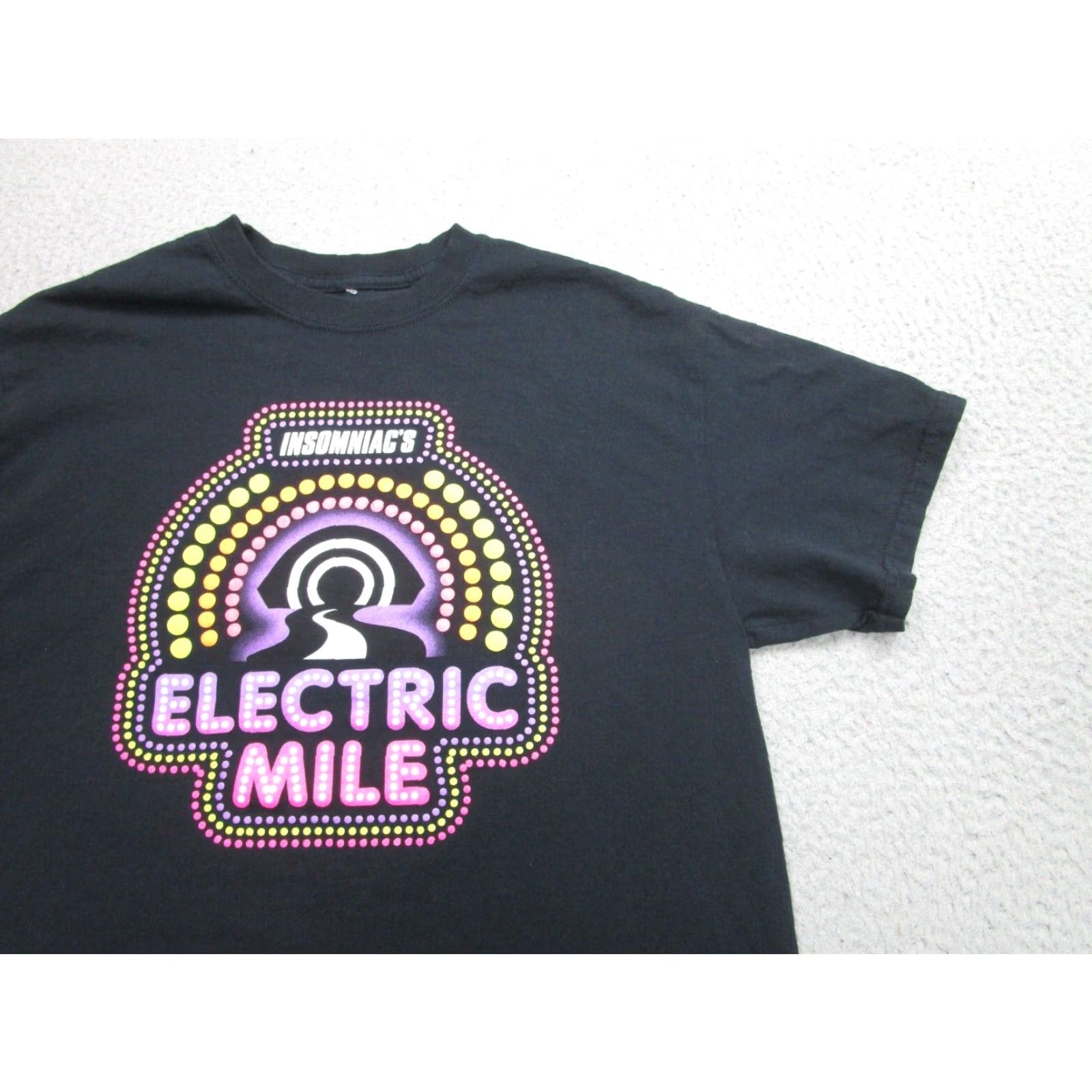 Vintage Insomniac Shirt Mens Medium Black EDC Rave Electric Mile T-Shirt Crew Neck Short Sleeve Cotton Polyester Blend Jersey Size US M / EU 48-50 / 2 - 2 Thumbnail