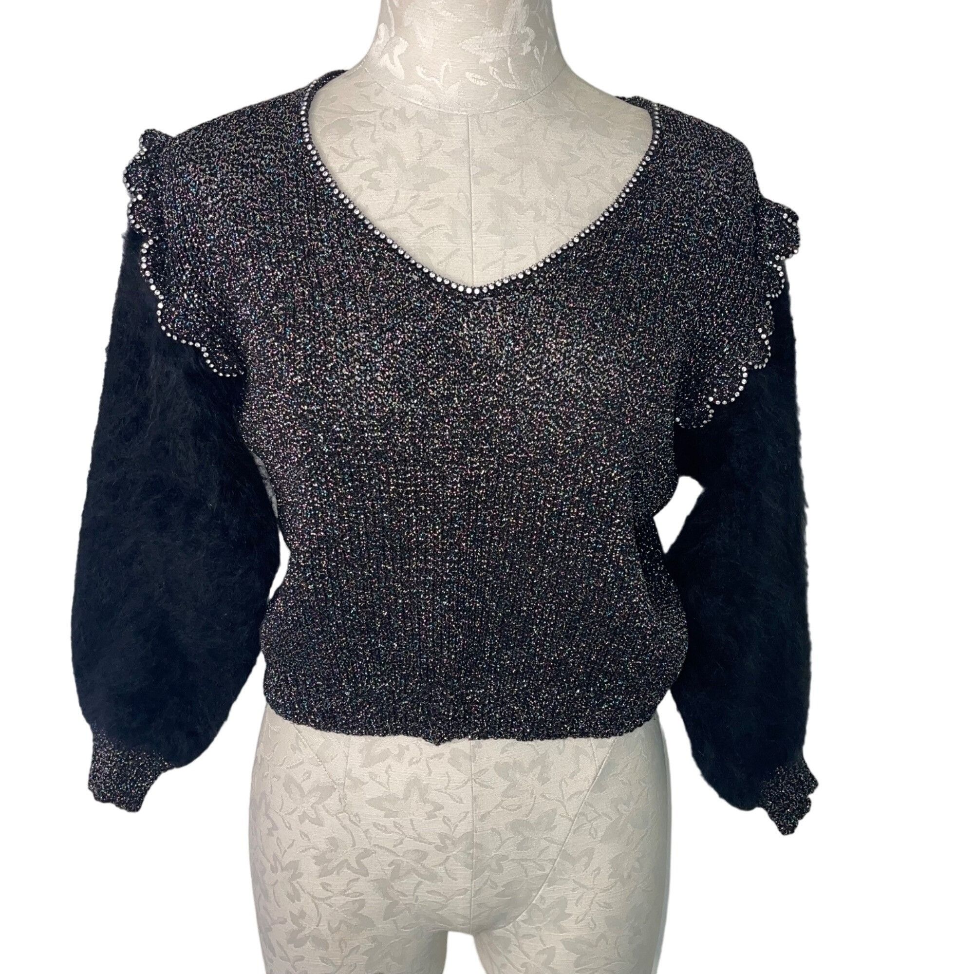 image of Metallic Vintage Womens Sweater Size S Black Knit