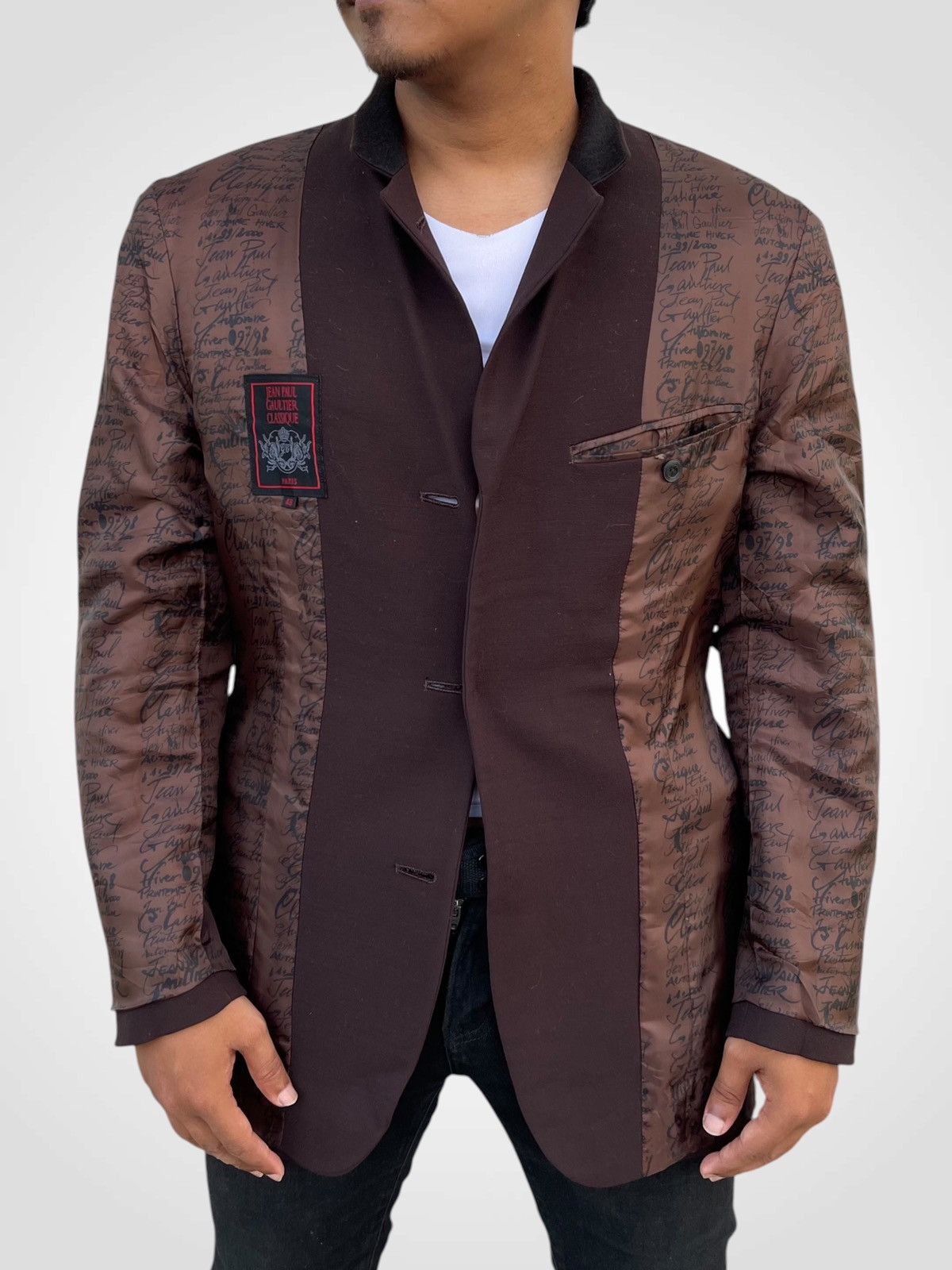 Jean Paul Gaultier 🔥A/W 1997 Jean Paul Gaultier Wool-blend Script Print Jacket Size US M / EU 48-50 / 2 - 1 Thumbnail
