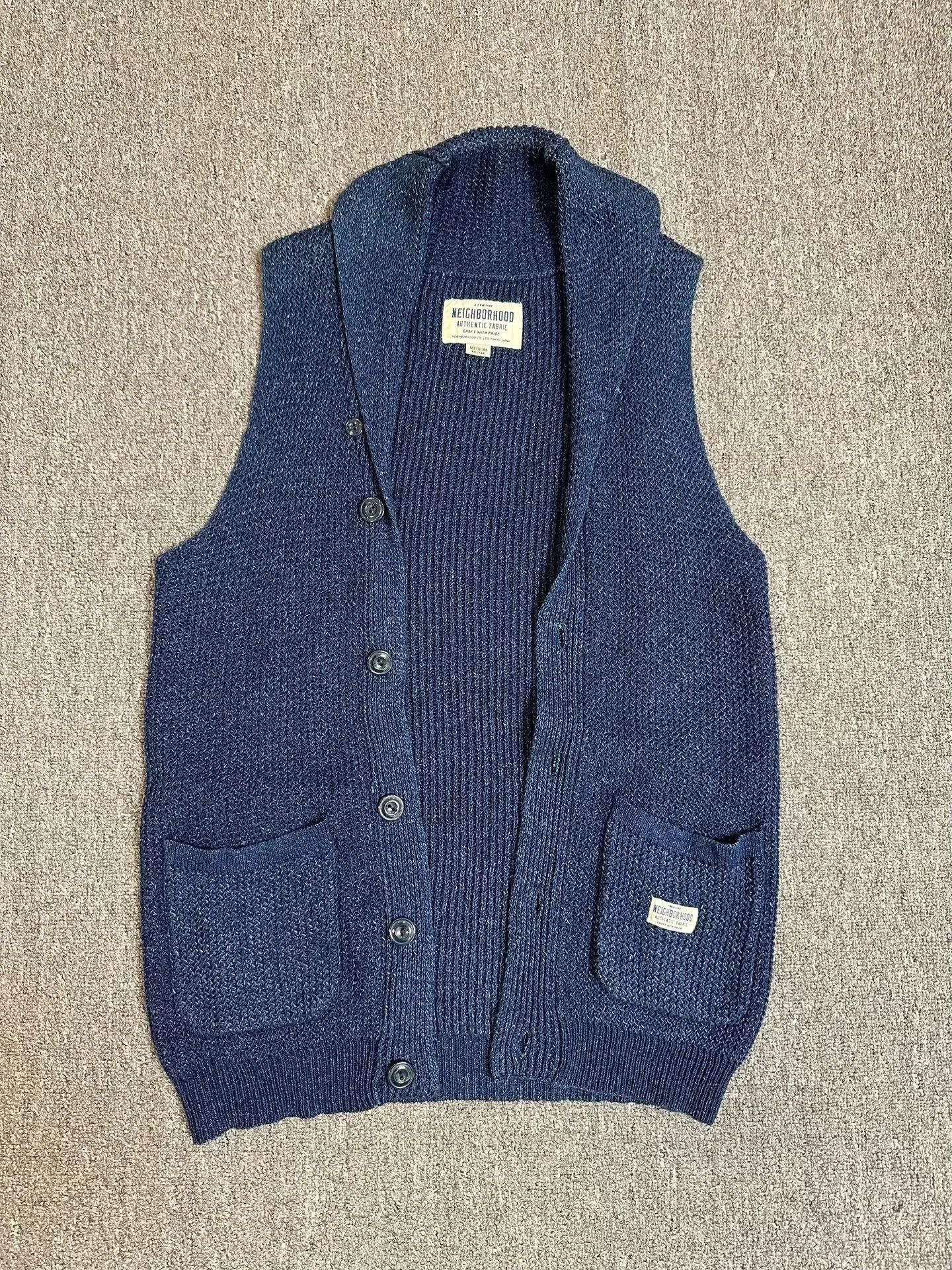 Neighborhood NEIGHBORHOOD Indigo Knit Shawl Collar Vest. Size US M / EU 48-50 / 2 - 1 Thumbnail