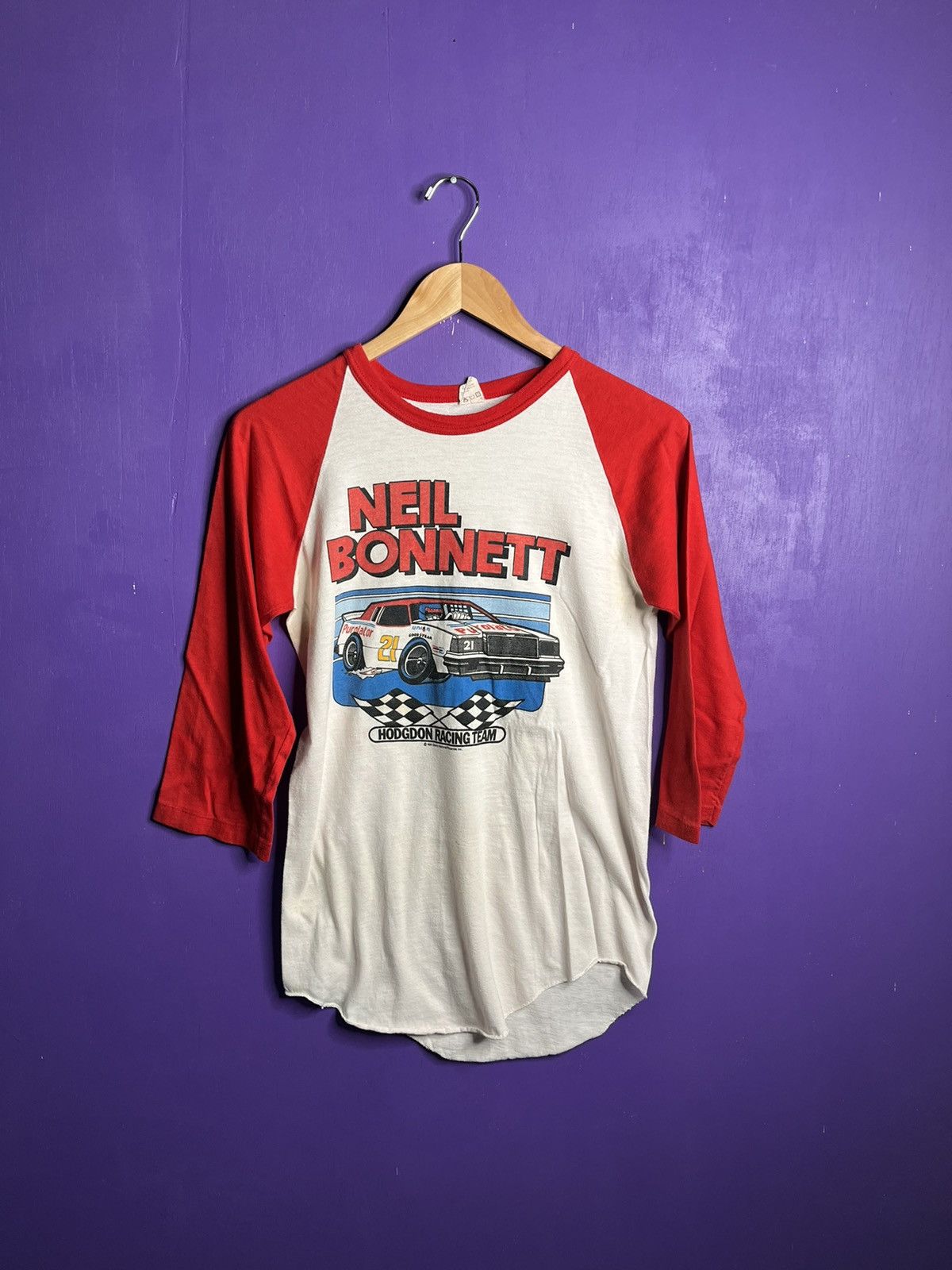 RARE Vintage 1981 Racing outlet NASCAR Raglan M Neil Bonnett Pro Tee Made In The USA