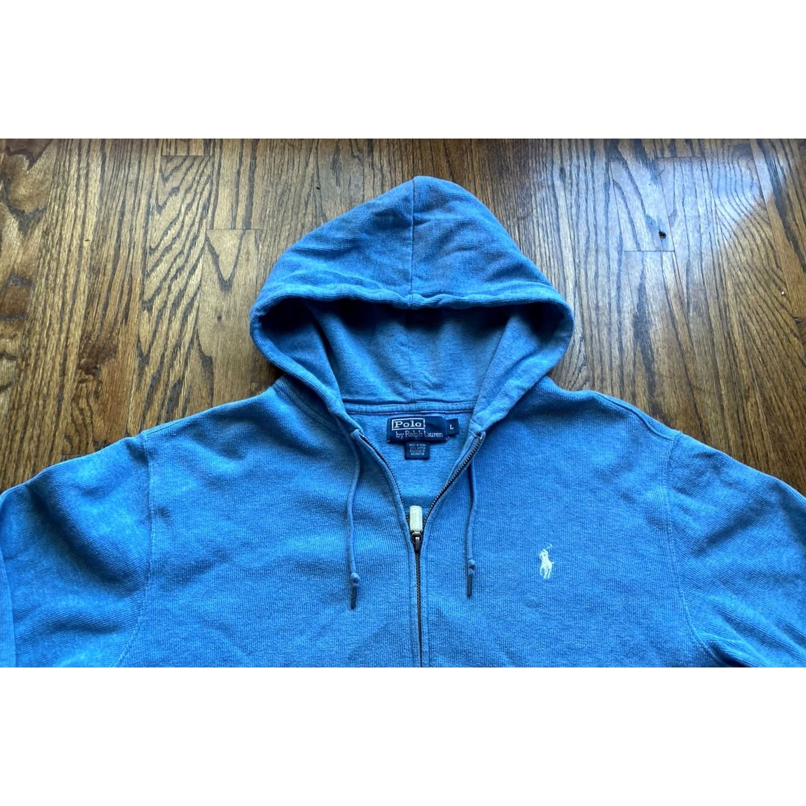 Polo Ralph Lauren VINTAGE Polo Ralph Lauren Hoodie Mens Large Full Zip Hooded Light Blue Knit Size US L / EU 52-54 / 3 - 4 Thumbnail