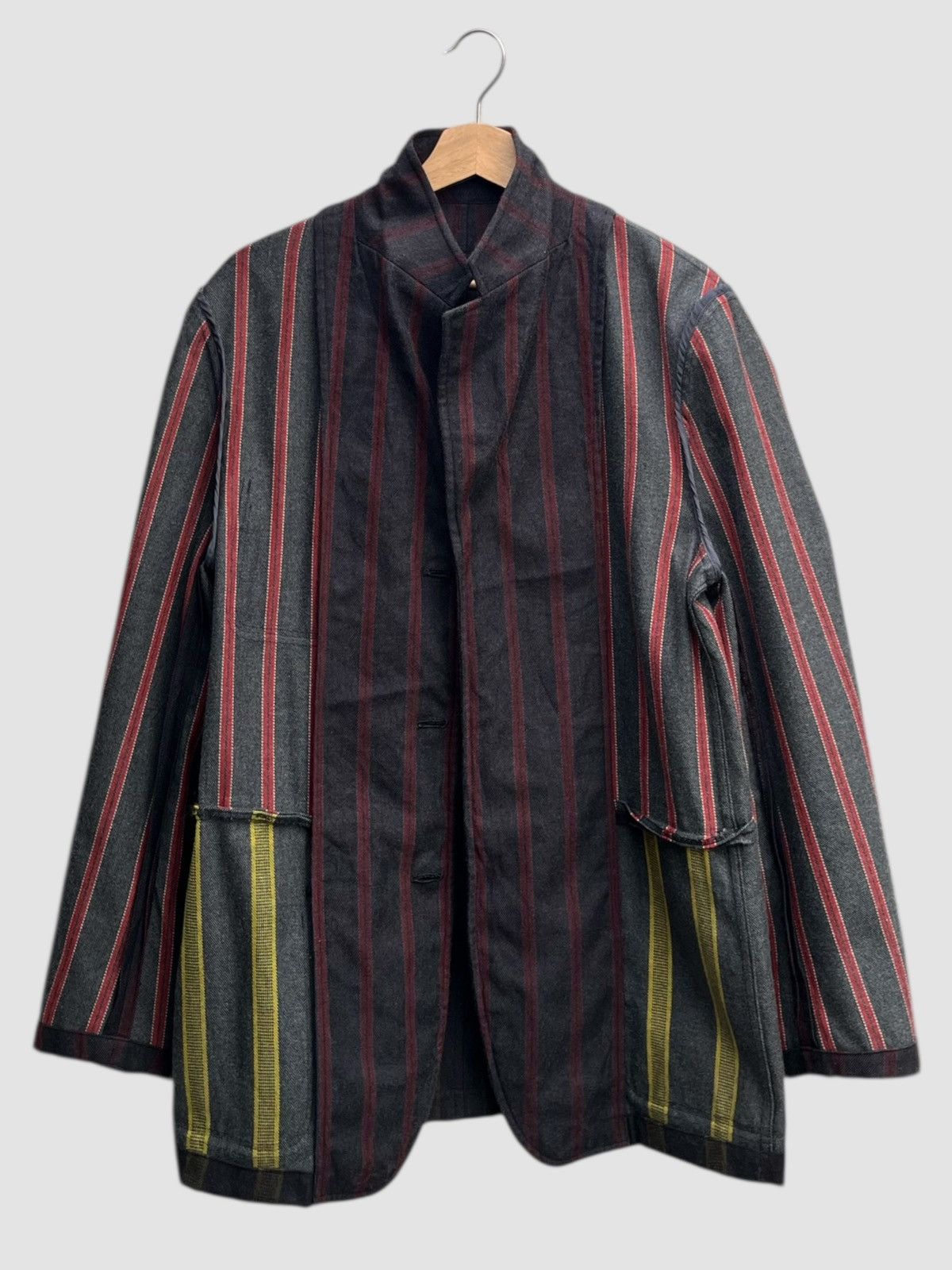 Comme des Garcons Homme Archive AW01 CdG Homme Deconstructed Patchwork Stripe Jacket Size US M / EU 48-50 / 2 - 4 Thumbnail