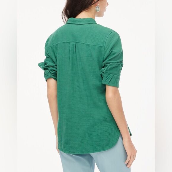 J.Crew J. Crew Gauze Button Down Long Sleeve Shirt Green(Trellis Vi Size S / US 4 / IT 40 - 3 Thumbnail