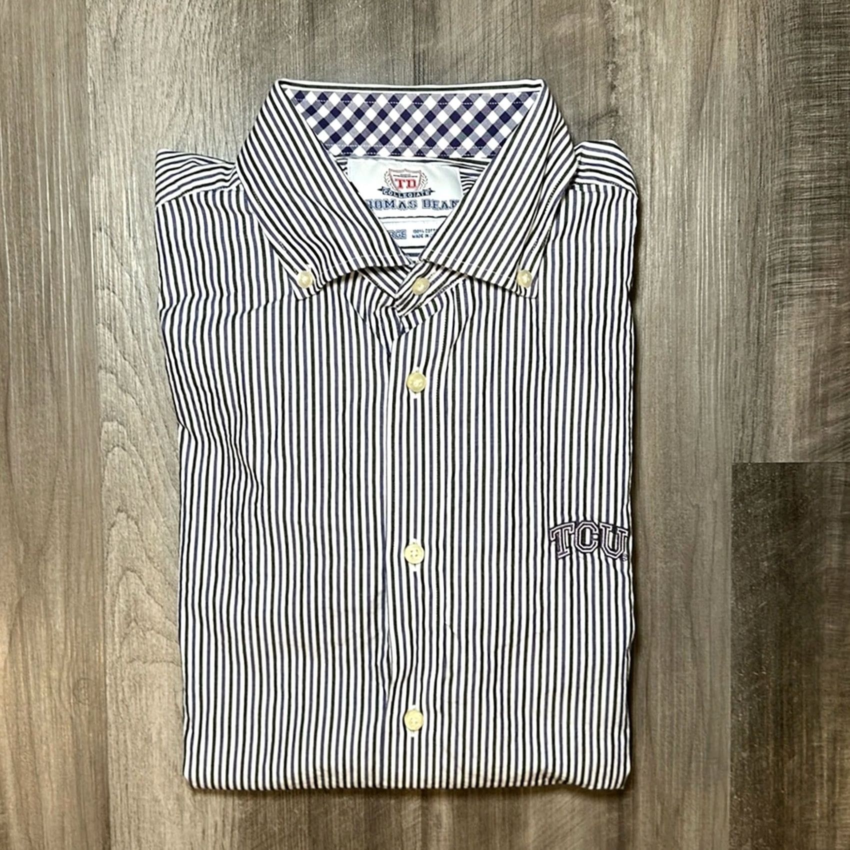 X-LARGE TCU Horned Frogs Thomas Dean Collegiate Long Sleeve Button Down - Large Size US L / EU 52-54 / 3 - 2 Thumbnail