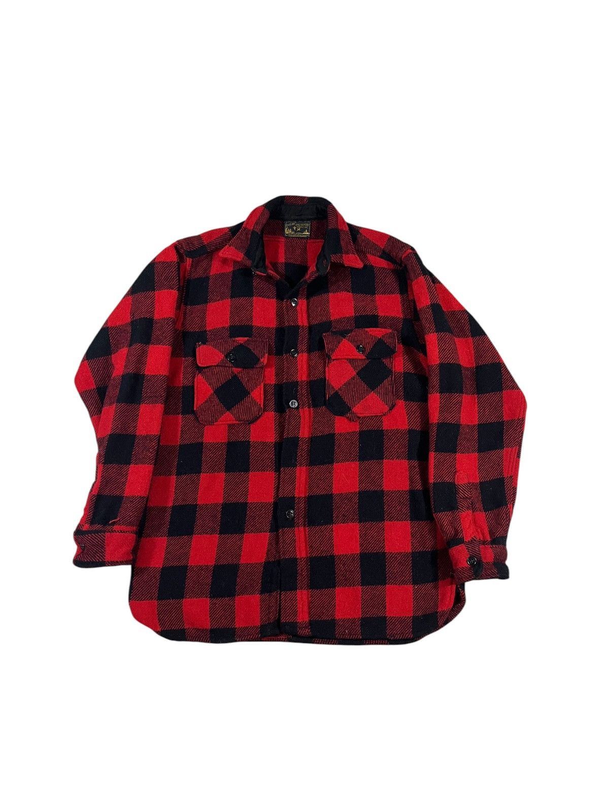 Vintage Vintage 50s Wool Buffalo Plaid Flannel Shirt Jacket Red Size US S / EU 44-46 / 1 - 1 Thumbnail