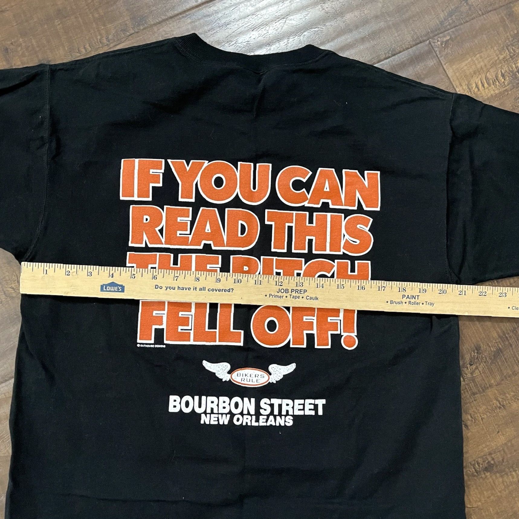 Fruit Of The Loom VINTAGE Biker T-Shirt Large Funny Humor Doubled Sided Motorcycle Black New Orleans Mens Shirt Graphic Print Cotton Size US L / EU 52-54 / 3 - 6 Thumbnail
