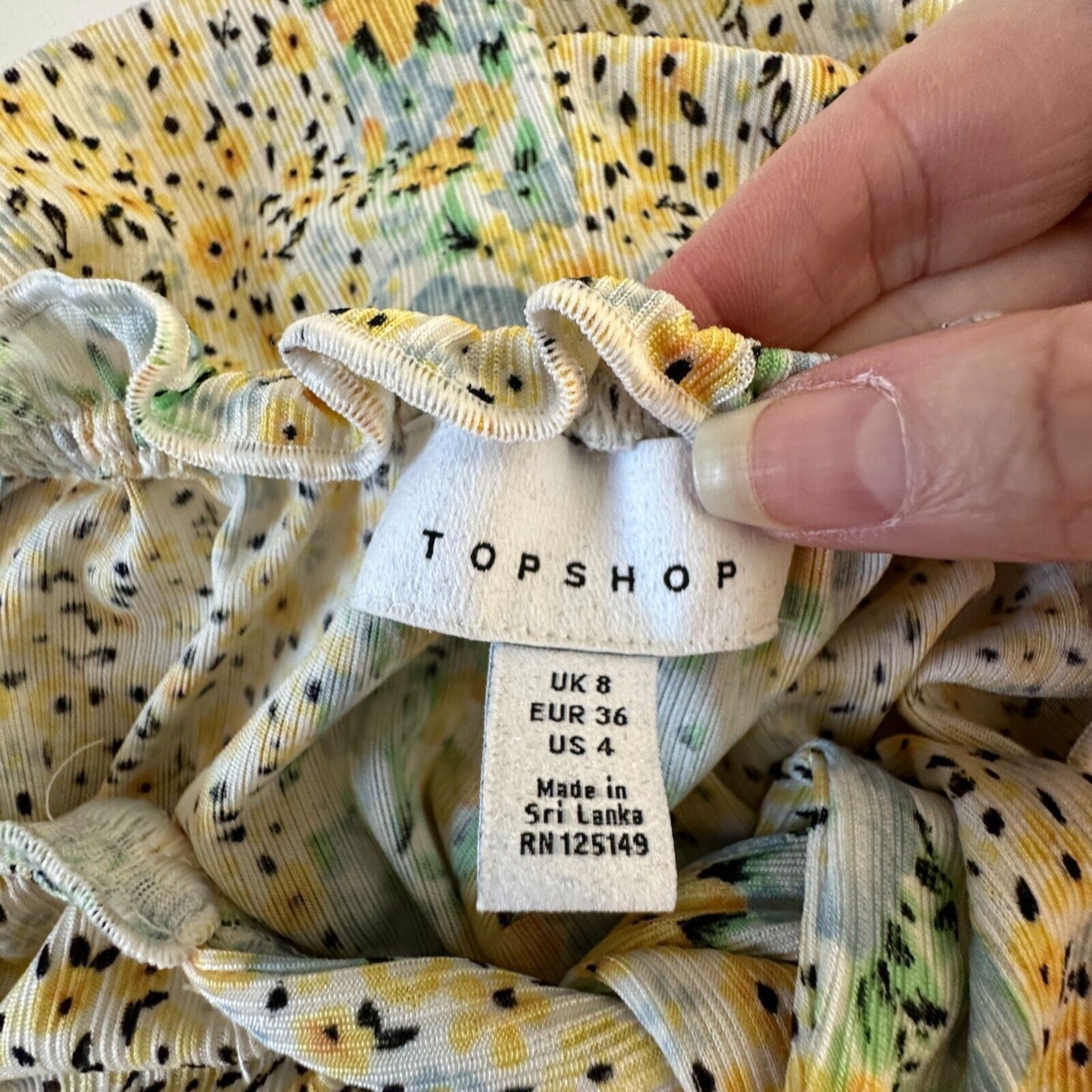 Topshop Topshop Yellow Multi Color Ditsy Floral Off Shoulder Mini 4 Size S / US 4 / IT 40 - 7 Thumbnail