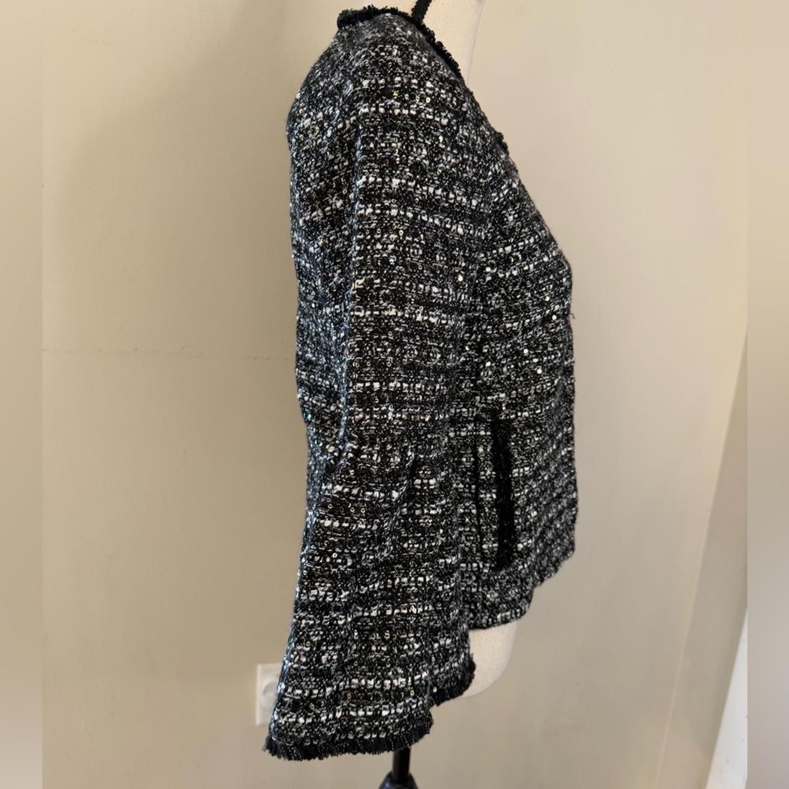 J.Crew J. Crew black & white knit sequined blazer SZ 0 Size XS / US 0-2 / IT 36-38 - 2 Thumbnail