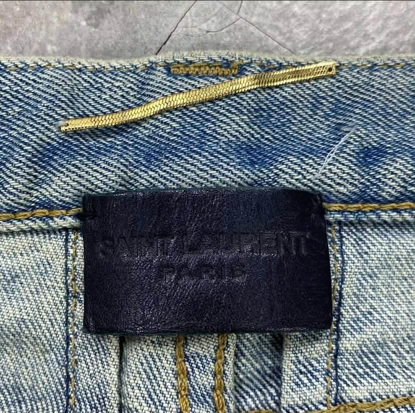 Saint Laurent Paris Crash Denim Light Wash Jeans Size US 29 - 3 Thumbnail
