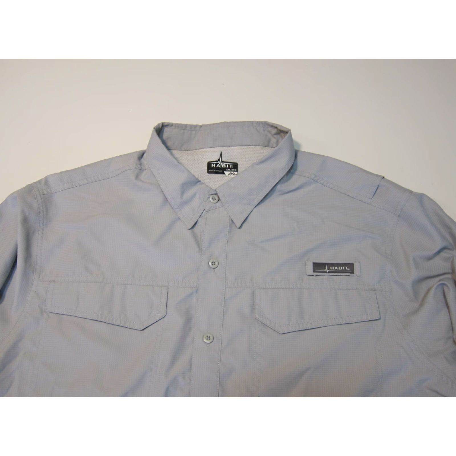 Habitat Habit Grey UPF 40+ Vented Hike Travel Button Down Long Sleeve Shirt Men 2XL Size US XXL / EU 58 / 5 - 4 Thumbnail
