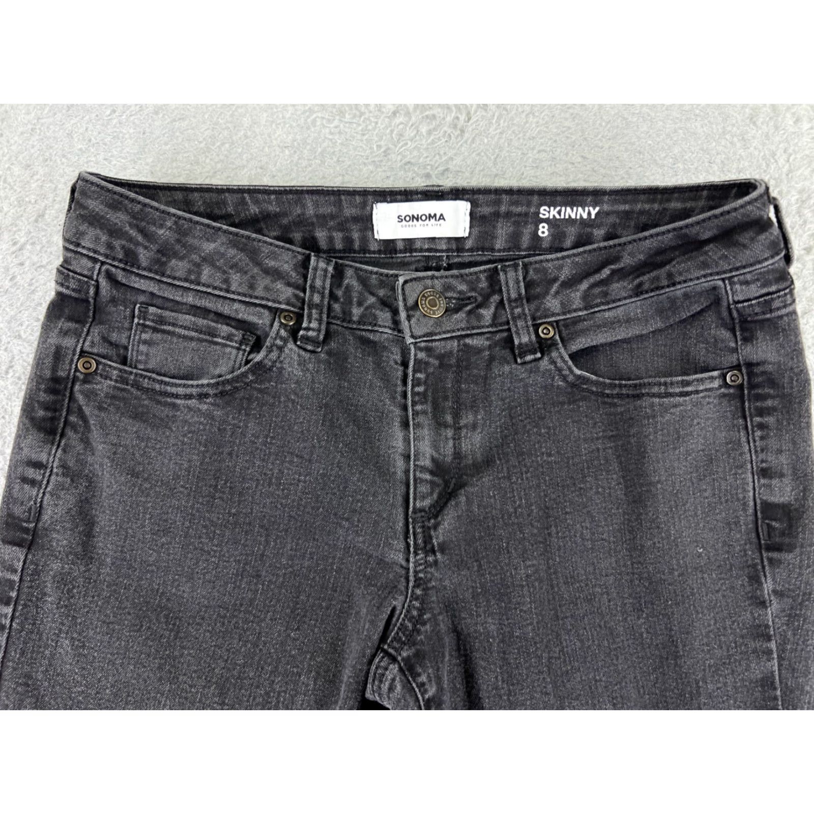 Vintage Sonoma Pants Womens 8 Black Skinny Leg Cotton Blend Stretch Mid Rise 28x27 Size 30" / US 8 / IT 44 - 4 Thumbnail