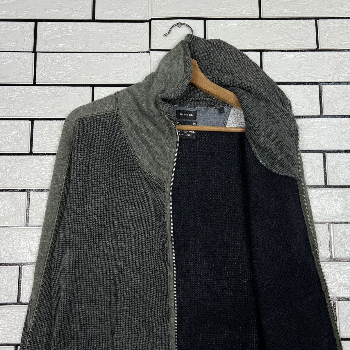 Diesel DIESEL Waffle Pattern Stand Collar Sweater Jacket #4082-C186 Size US S / EU 44-46 / 1 - 10 Thumbnail