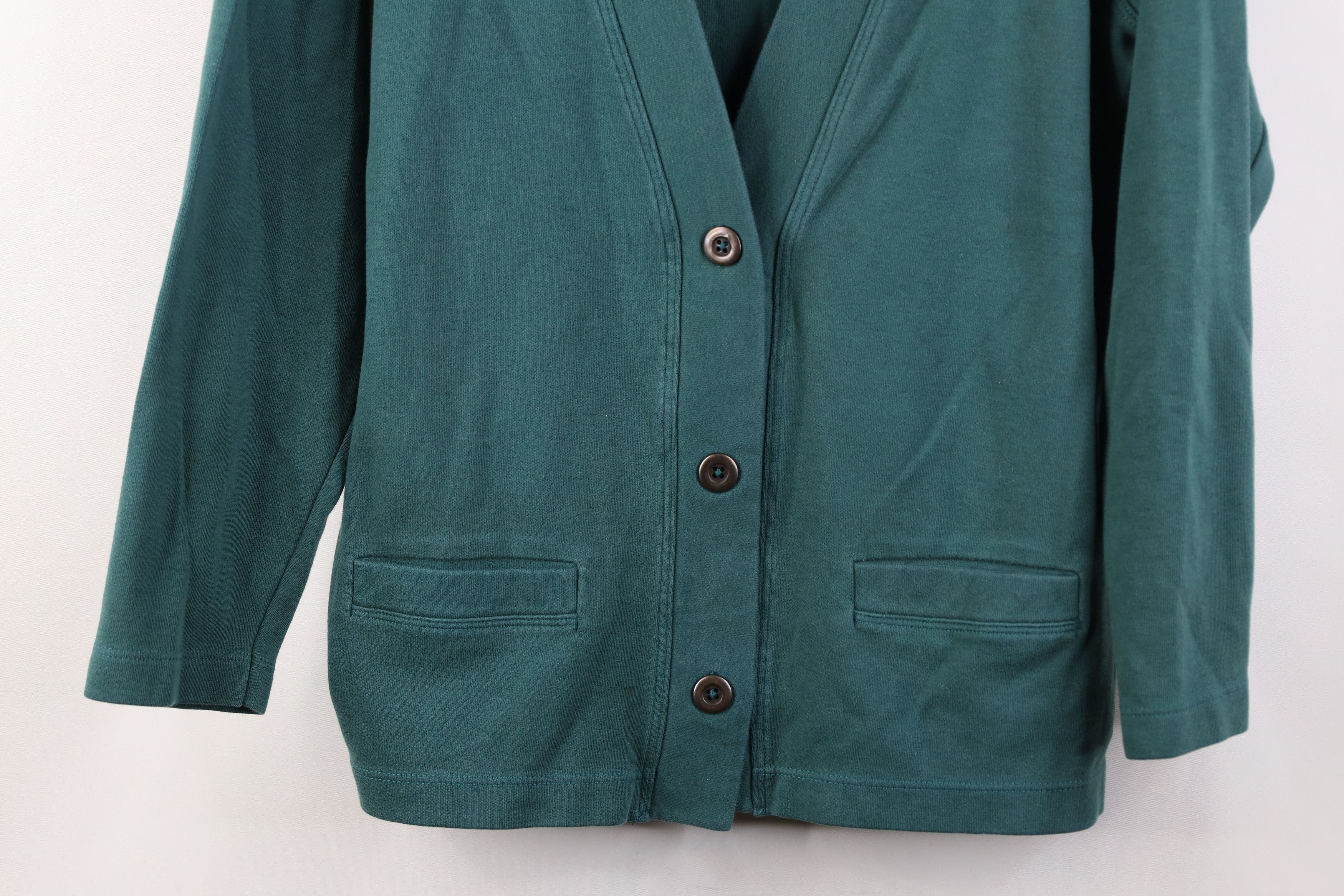 L.L. Bean Vintage 90s LL Bean Blank Cotton Cardigan Sweater Green USA Size M / US 6-8 / IT 42-44 - 3 Thumbnail