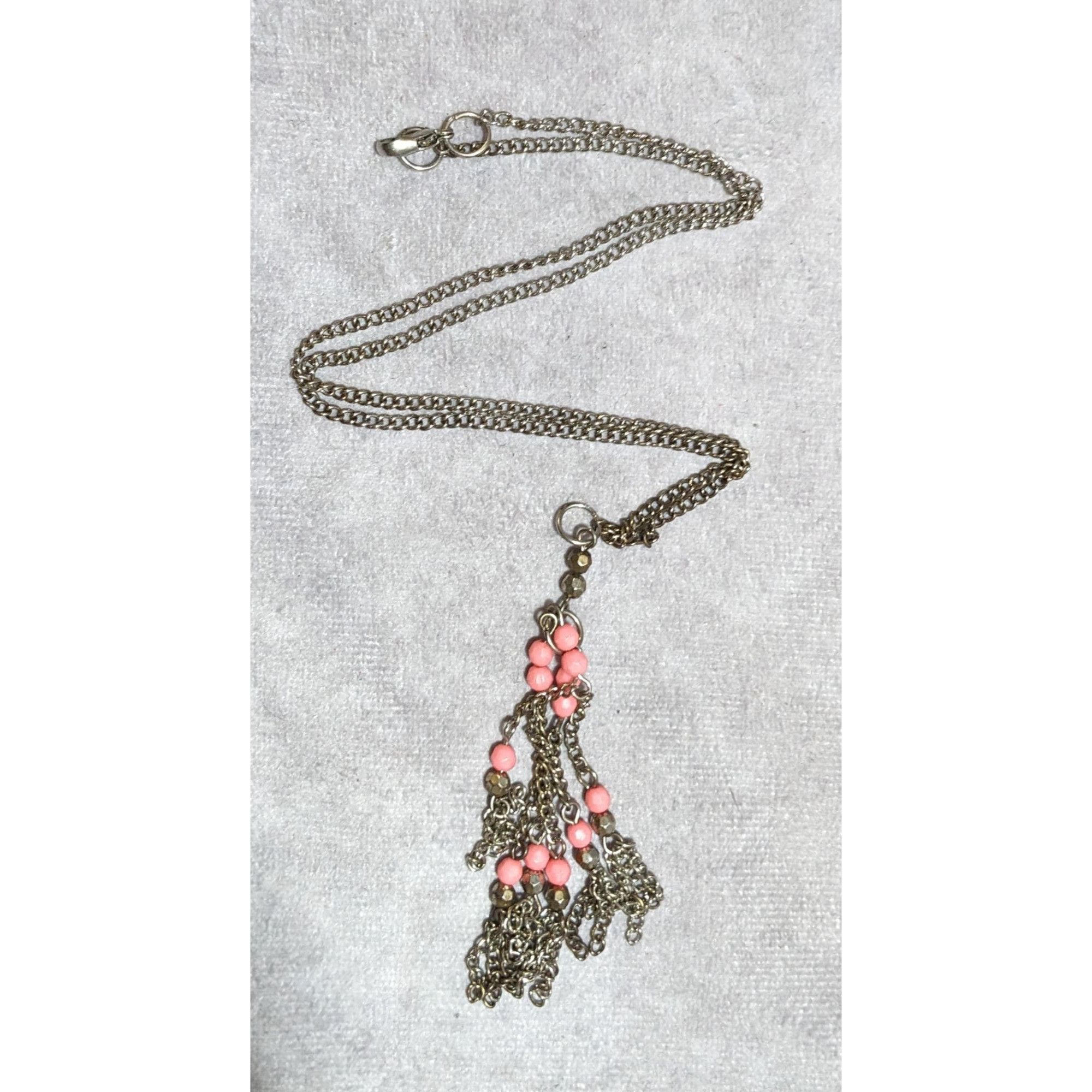 Other Pink And Silver Beaded Chain Tassel Necklace Size ONE SIZE - 8 Thumbnail