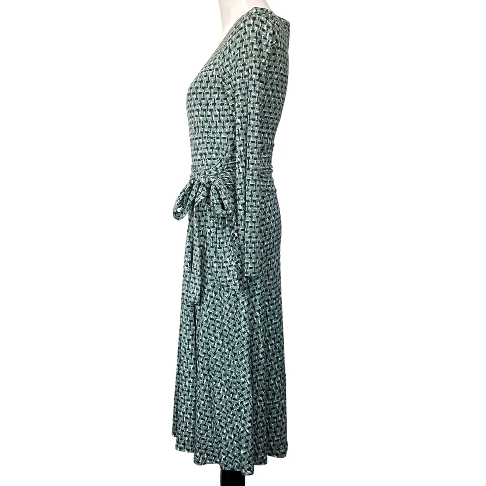 Boden Boden Wrap Dress Stretch Jersey Green Long Sleeve Midi Sylvia Womens US Size 6L Size M / US 6-8 / IT 42-44 - 5 Thumbnail