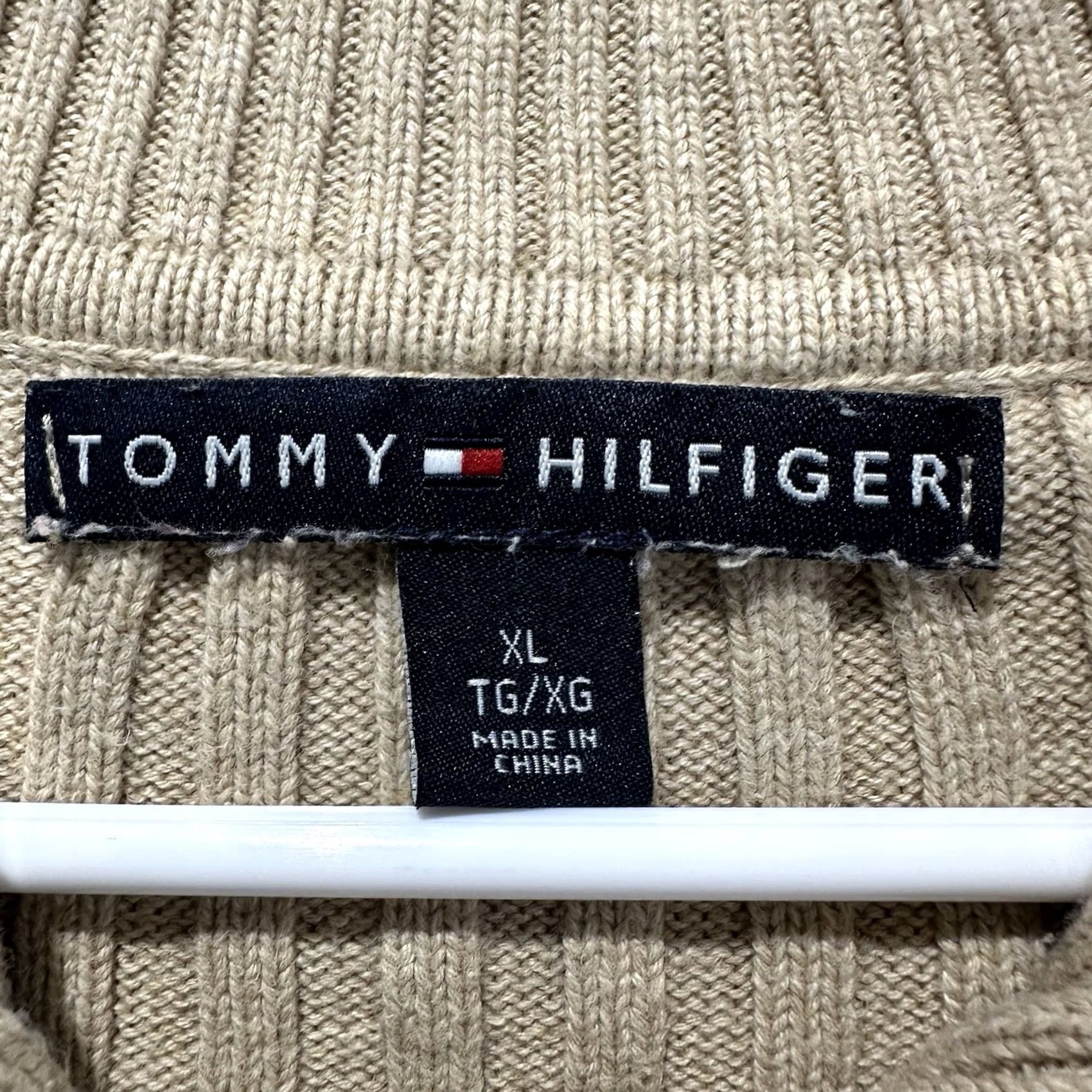 Tommy Hilfiger Tommy Hilfiger Sweater Womens XL Beige Striped Ribbed Knit Cropped Pullover GUC Size M / US 6-8 / IT 42-44 - 6 Thumbnail