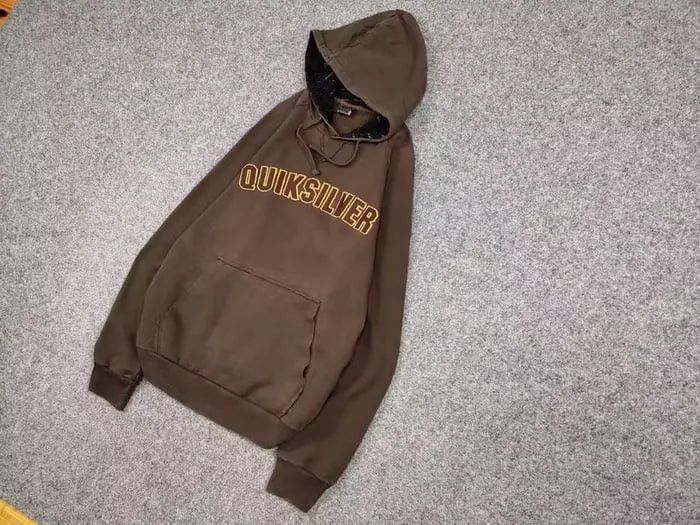 Quiksilver Vintage 90's Quiksilver Brown Big Logo Faded Boxy Hoodie Size US L / EU 52-54 / 3 - 2 Thumbnail