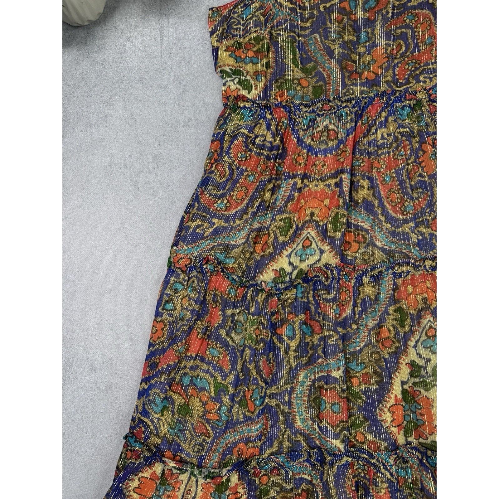 Oliphant OLIPHANT RUFFLE TIERED MAXI PERSIAN COBALT SIZE L DRESS Size L / US 10 / IT 46 - 5 Thumbnail