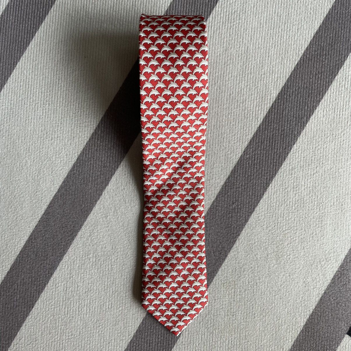 Hermes Vintage Hermes Dolphin Silk Necktie Size ONE SIZE - 1 Thumbnail