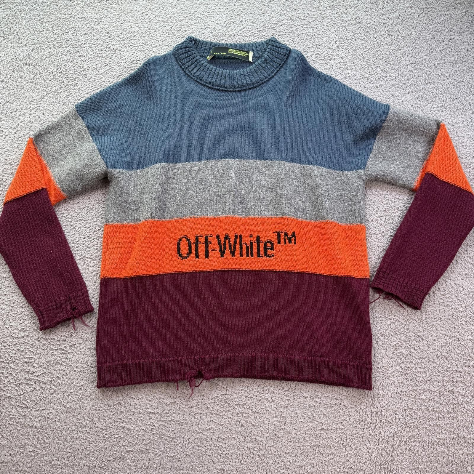 Off-White Off-White Virgil Abloh Colorblock Wool Knit Sweater Crewneck Size US L / EU 52-54 / 3 - 1 Thumbnail