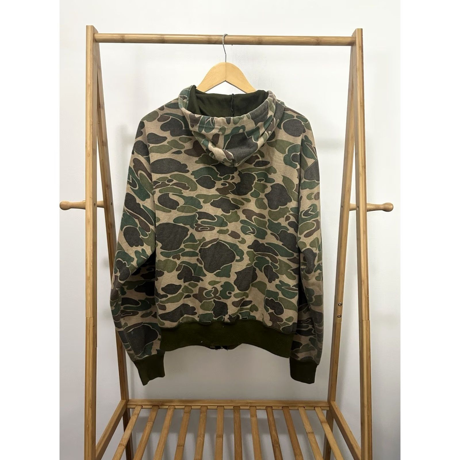 Vintage VTG 80s Faded Frog Camouflage Hunting Thin Worn Zip Hoodie Sweatshirt XL Mens ACe Sportswear Size US XL / EU 56 / 4 - 2 Thumbnail