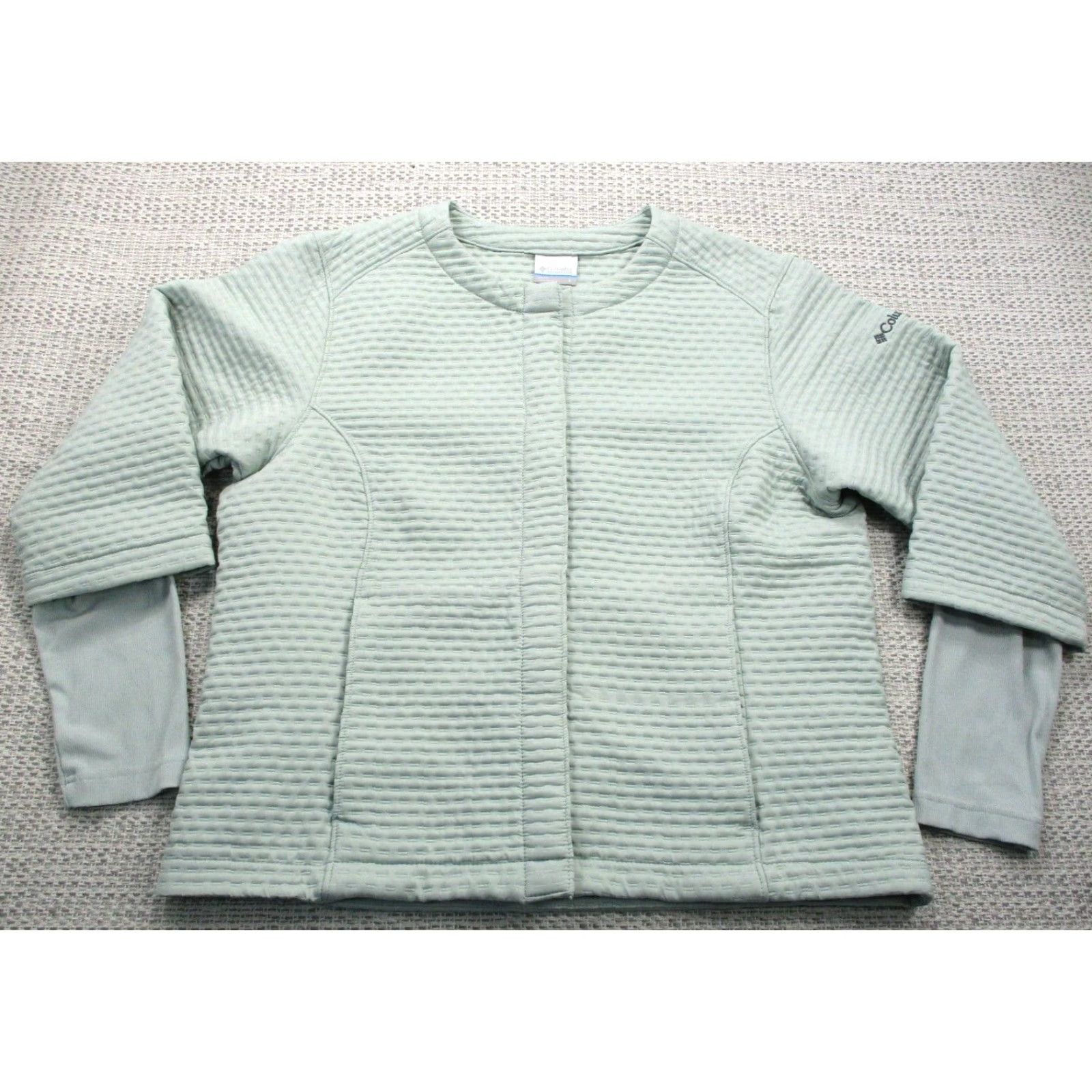 Doublet Columbia Jacket Womens Large Light Green Double Sleeve Textured Snap Up Size L / US 10 / IT 46 - 2 Thumbnail