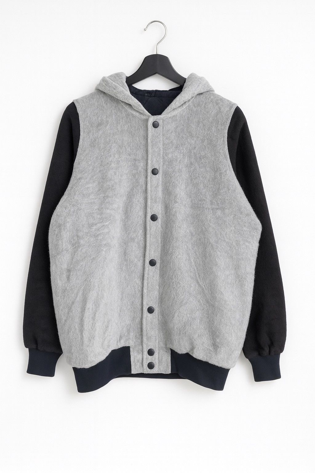 Japanese Brand n’Or Japan Oversized Fleece Hoodie Jacket Two-Tone Gray Navy Size US L / EU 52-54 / 3 - 1 Thumbnail
