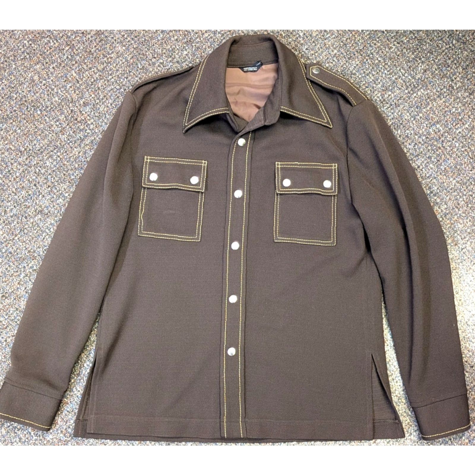 Vintage VINTAGE Menswear Nulook Fashions Silver Label Mens Brown Button Up Blazer Jacket Size 42R - 2 Thumbnail