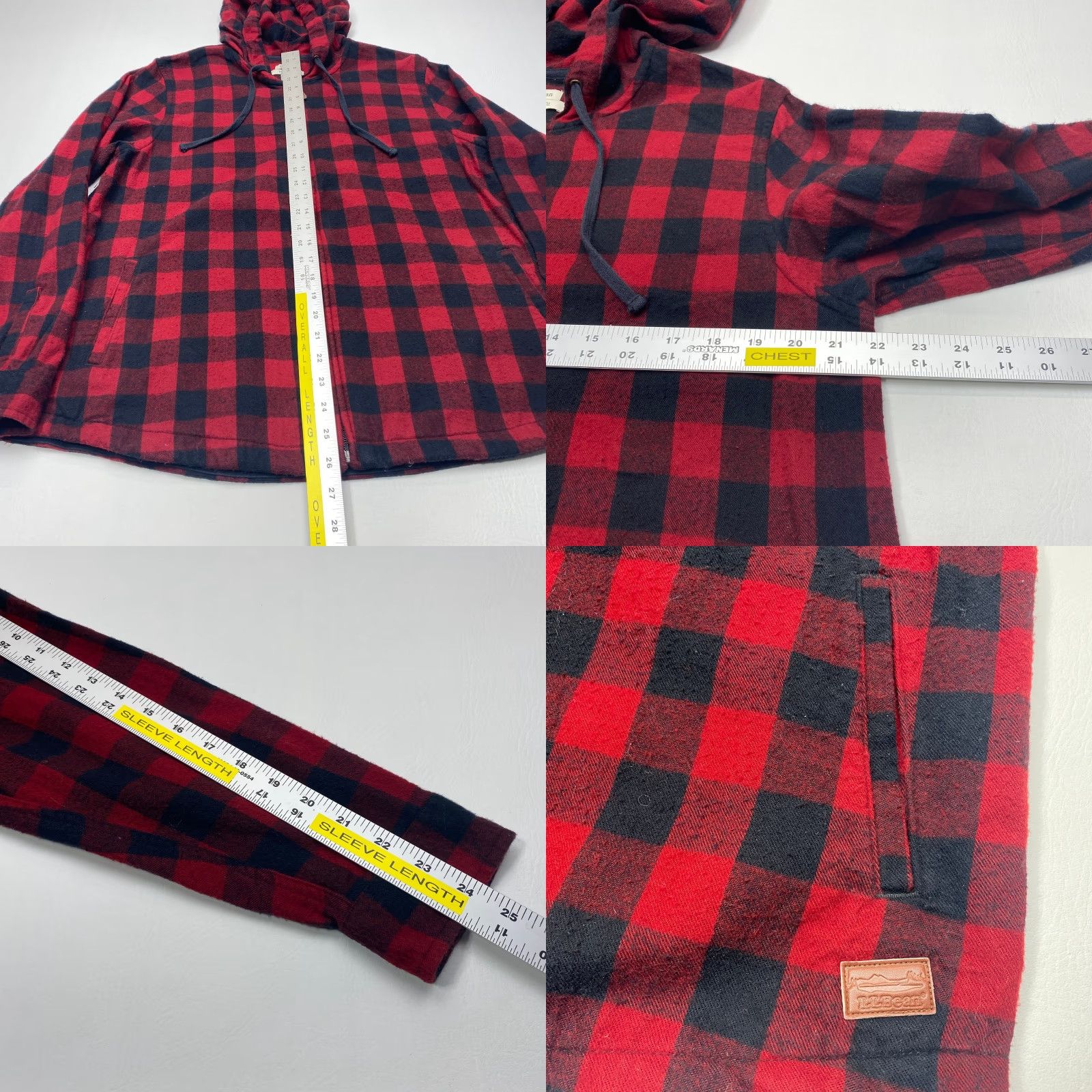 Vintage LL Bean Jacket Womens Large Red Black Buffalo Plaid Flannel Hooded Zip Relaxed Size L / US 10 / IT 46 - 8 Thumbnail