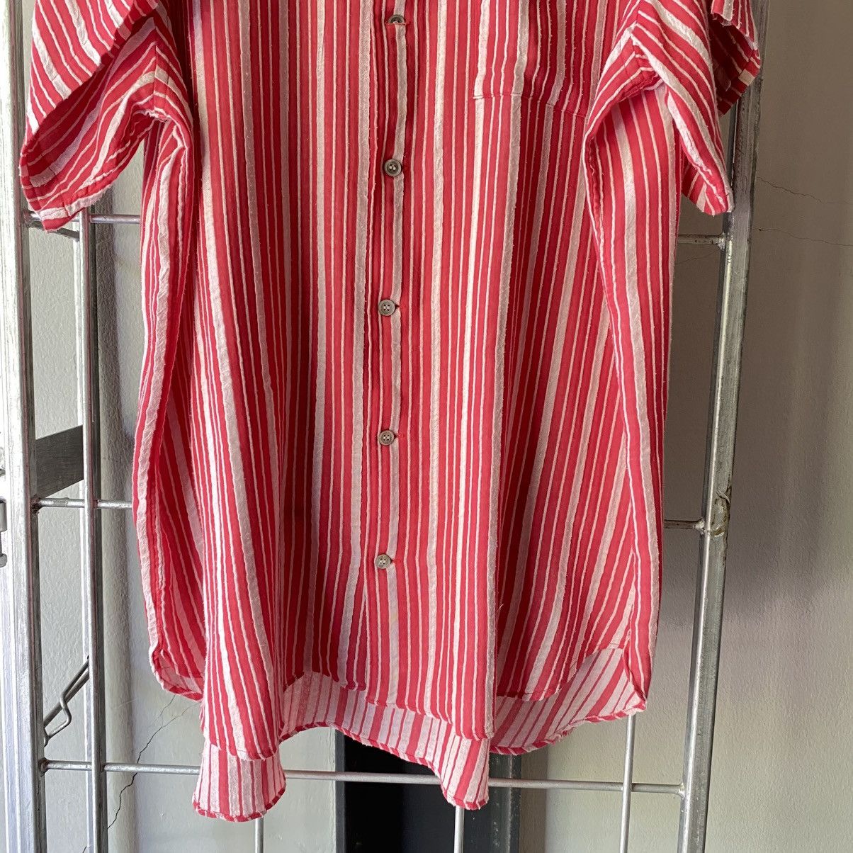 Yohji Yamamoto Yohji Yamamoto Red & White Stripe Shirt Dress Size US XXL / EU 58 / 5 - 15 Thumbnail