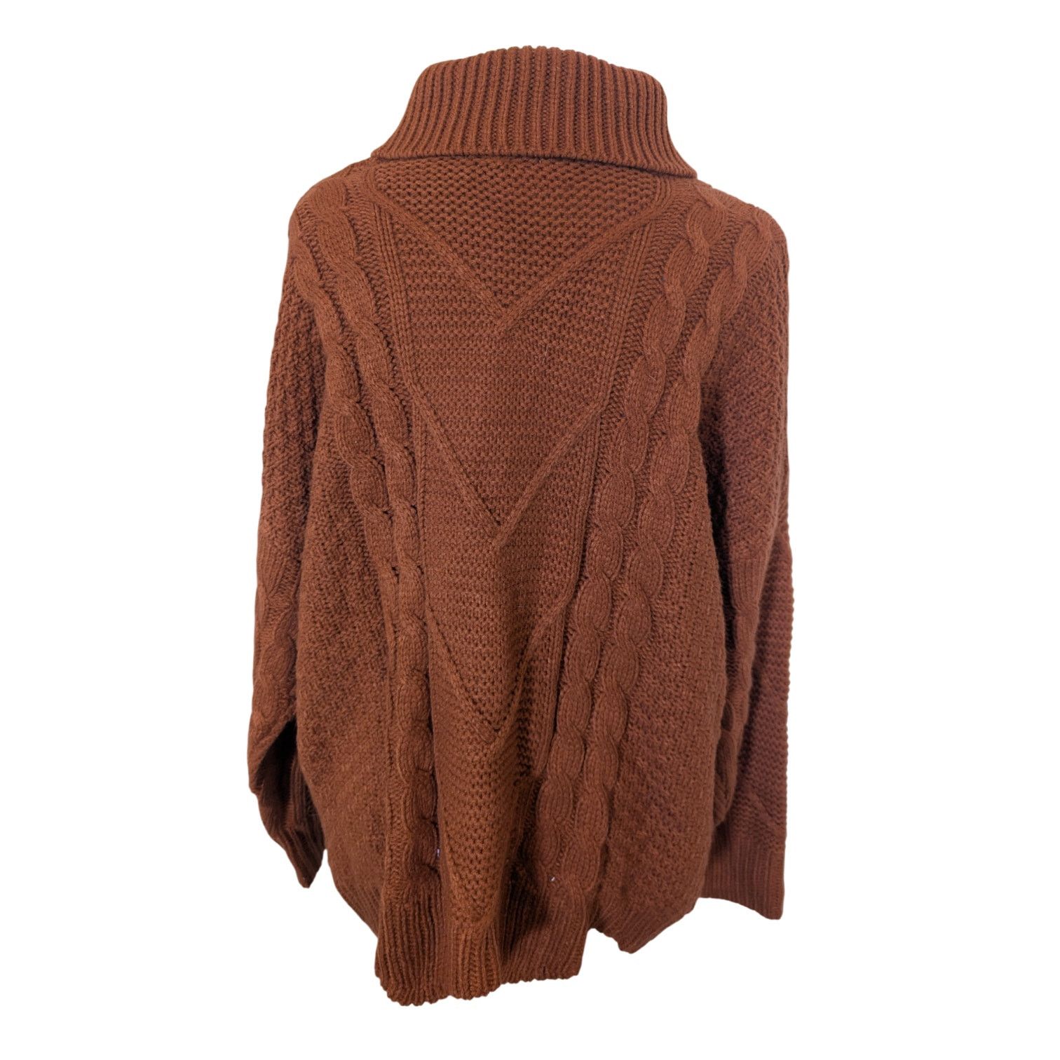 Other Beyove Orange Turtleneck Scalloped Hem Cable Knit Sweater Size M / US 6-8 / IT 42-44 - 3 Thumbnail