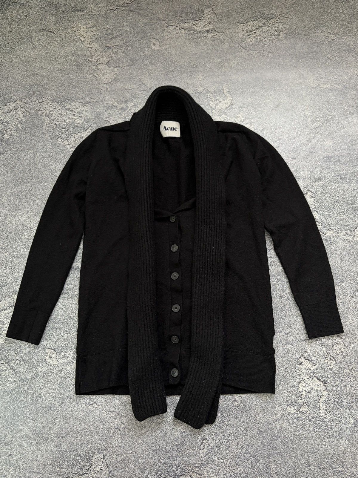 Acne Studios Acne Studios Archive Black Shawl Collar Ribbed Cardigan Size M / US 6-8 / IT 42-44 - 2 Thumbnail