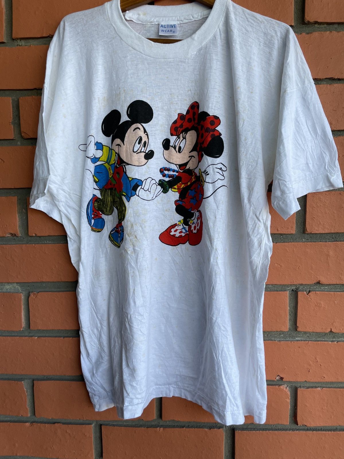 Mickey Mouse × Vintage Vintage 80’s Mickey Mouse bootleg dancing hippie retro mouse Size US L / EU 52-54 / 3 - 3 Thumbnail