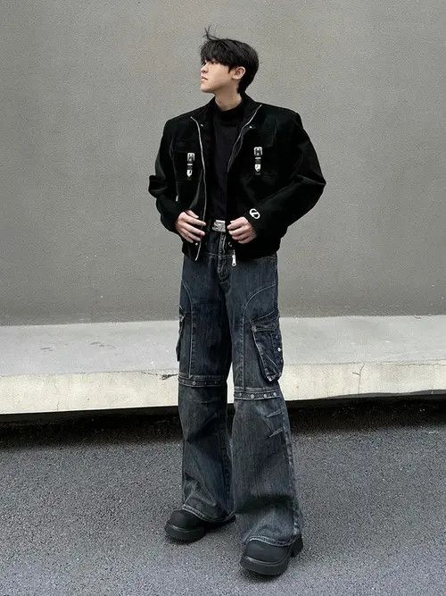 VIBE Cargo Studded Pocket Baggy Jeans Size US 29 - 3 Thumbnail